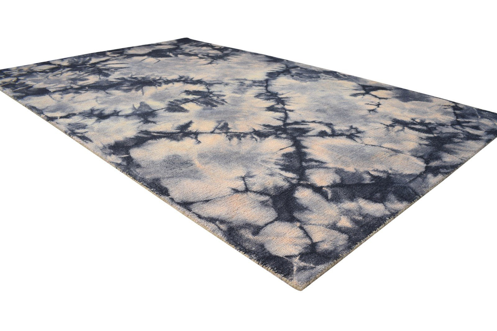 5' X 8' Rug Wool Grey Modern Hand Tufted Shibori Tie Dye Room Size Carpet 