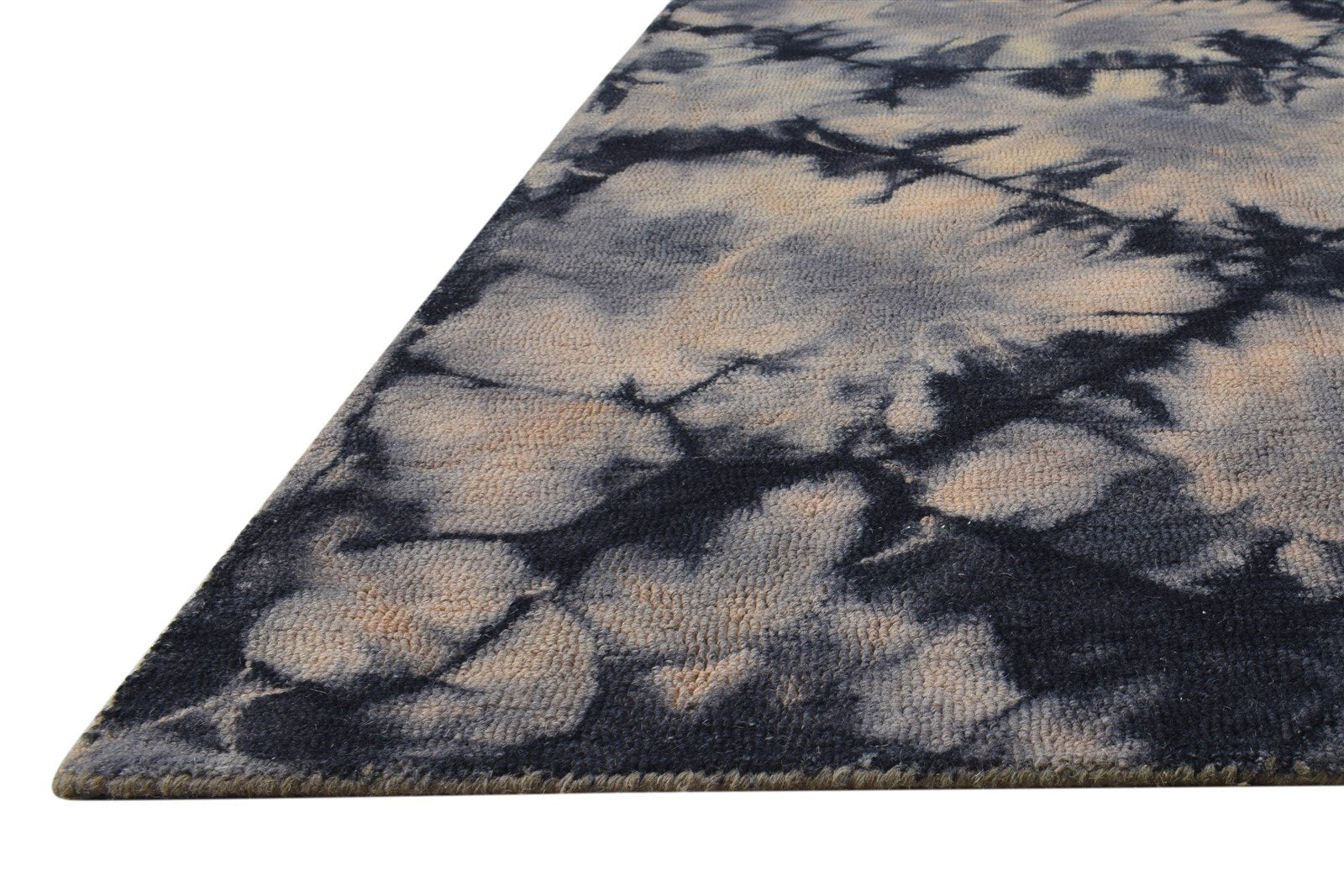 5' X 8' Rug Wool Grey Modern Hand Tufted Shibori Tie Dye Room Size Carpet 