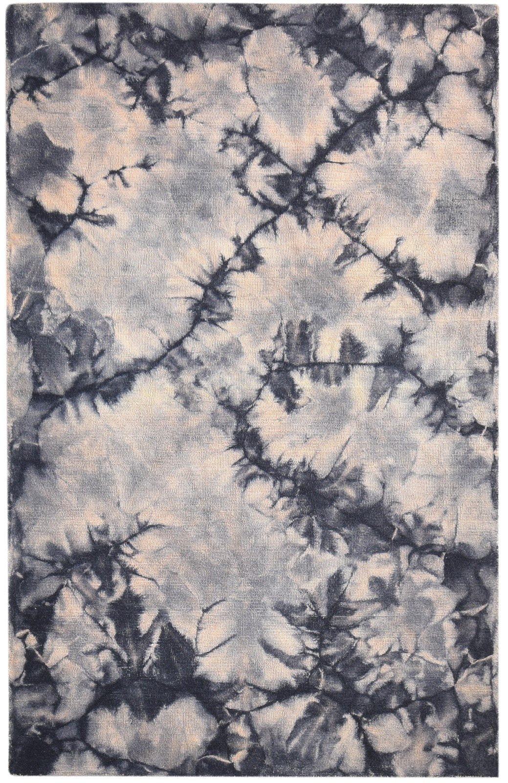 5' X 8' Rug Wool Grey Modern Hand Tufted Shibori Tie Dye Room Size Carpet 