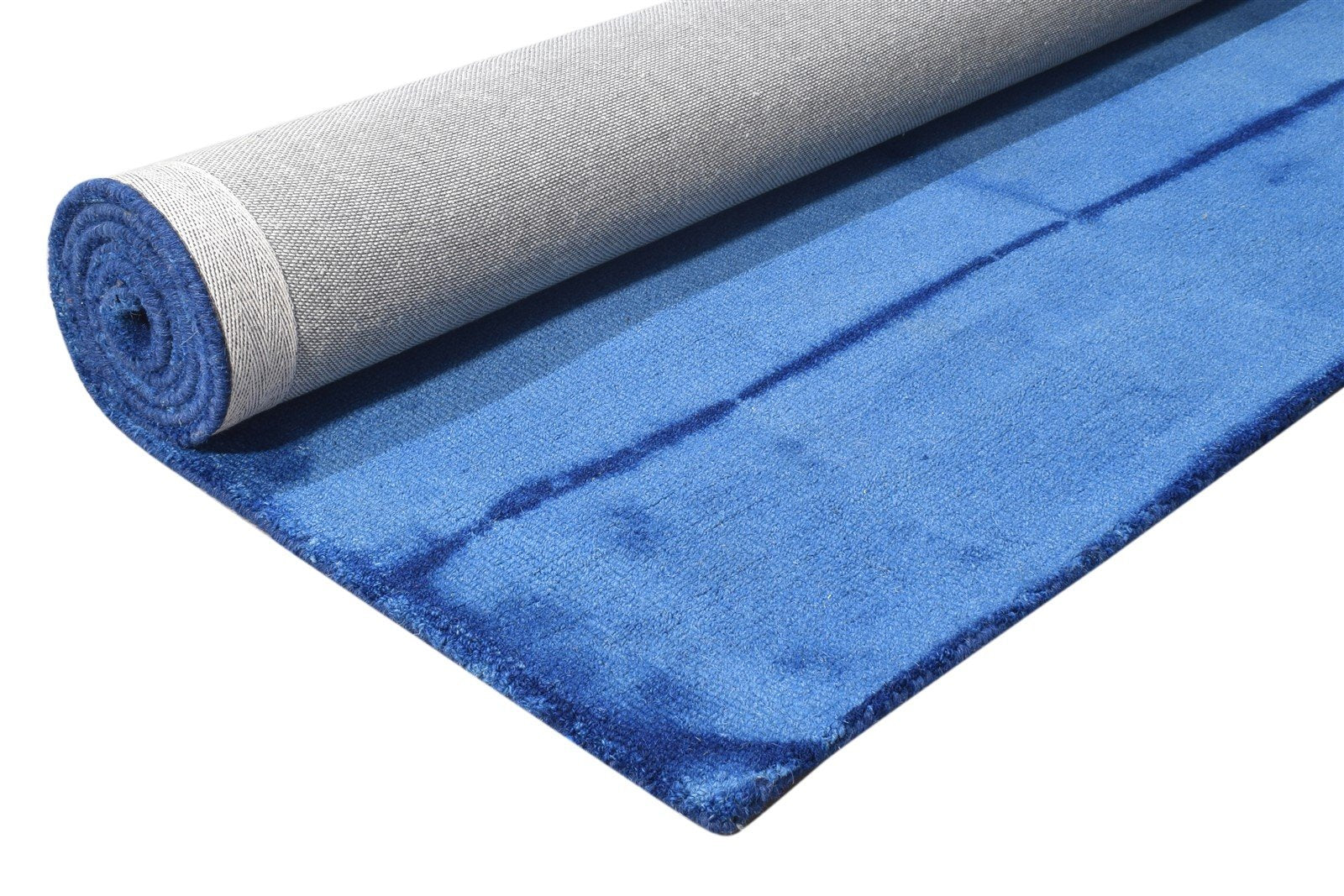 Hand Tufted Blue Wool Rug 5' X 8' Modern Shibori Tie Dye Room Size Carpet 