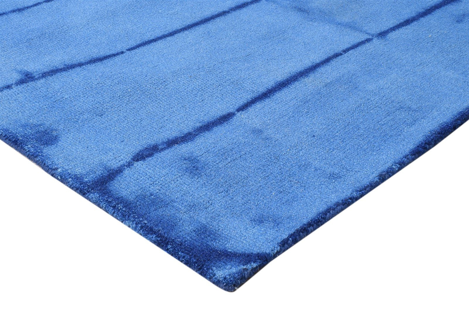 Hand Tufted Blue Wool Rug 5' X 8' Modern Shibori Tie Dye Room Size Carpet 