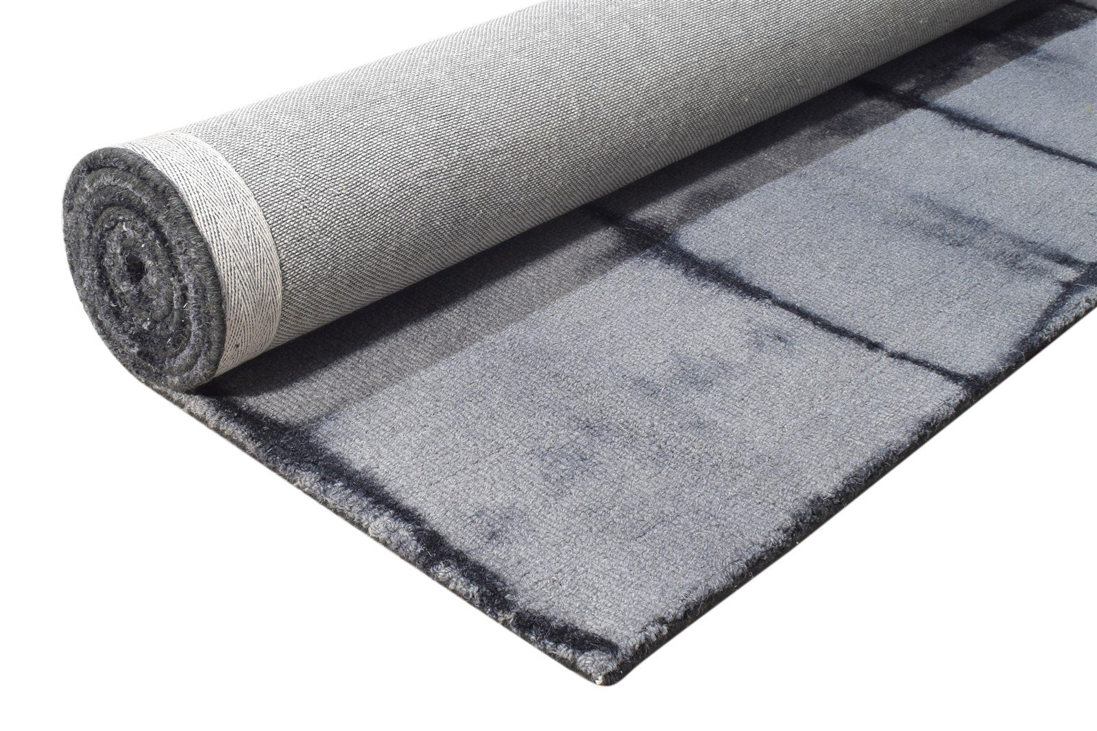 Grey Wool Rug 5' X 8' Modern Hand Tufted Shibori Tie Dye Room Size Carpet 