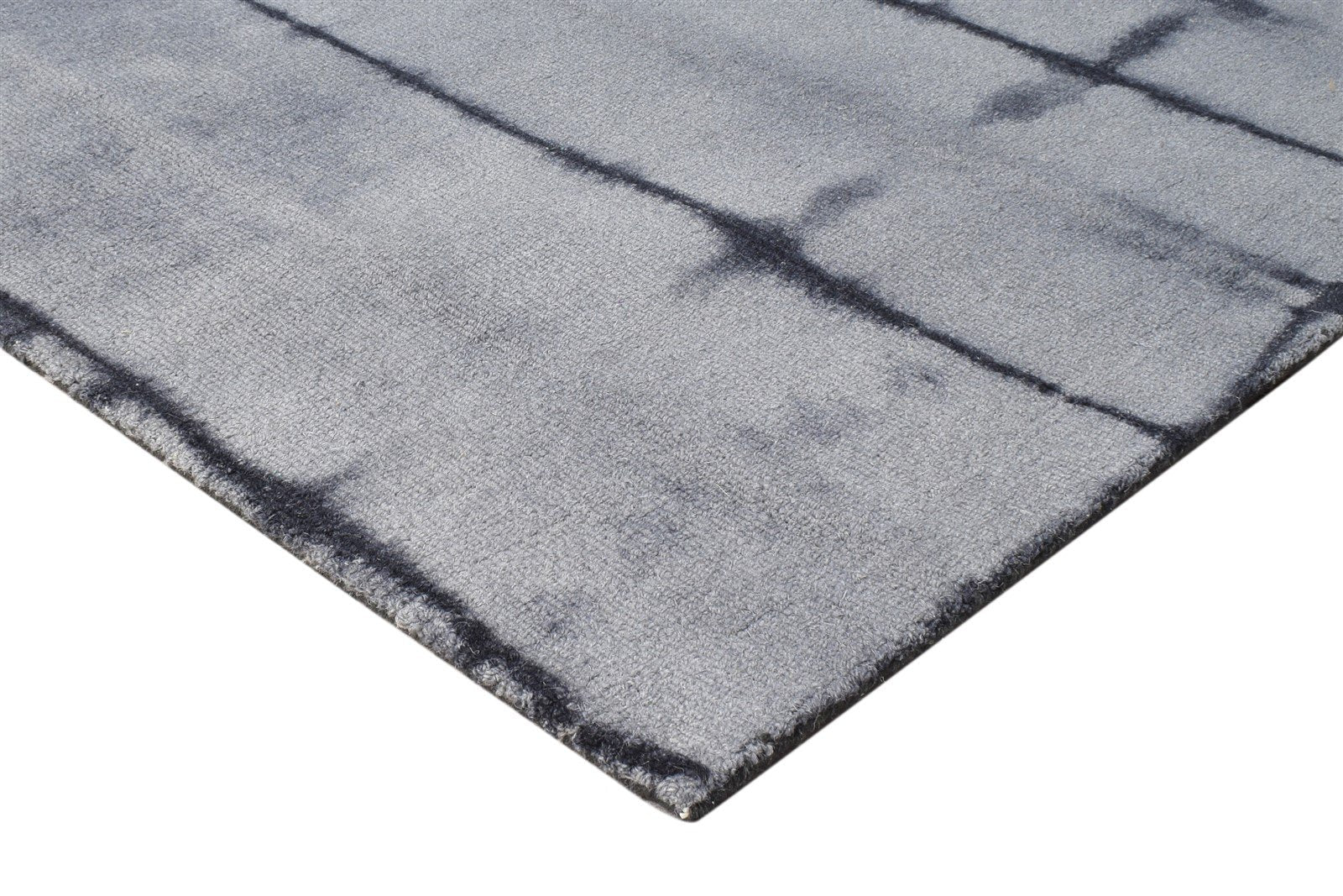 Grey Wool Rug 5' X 8' Modern Hand Tufted Shibori Tie Dye Room Size Carpet 