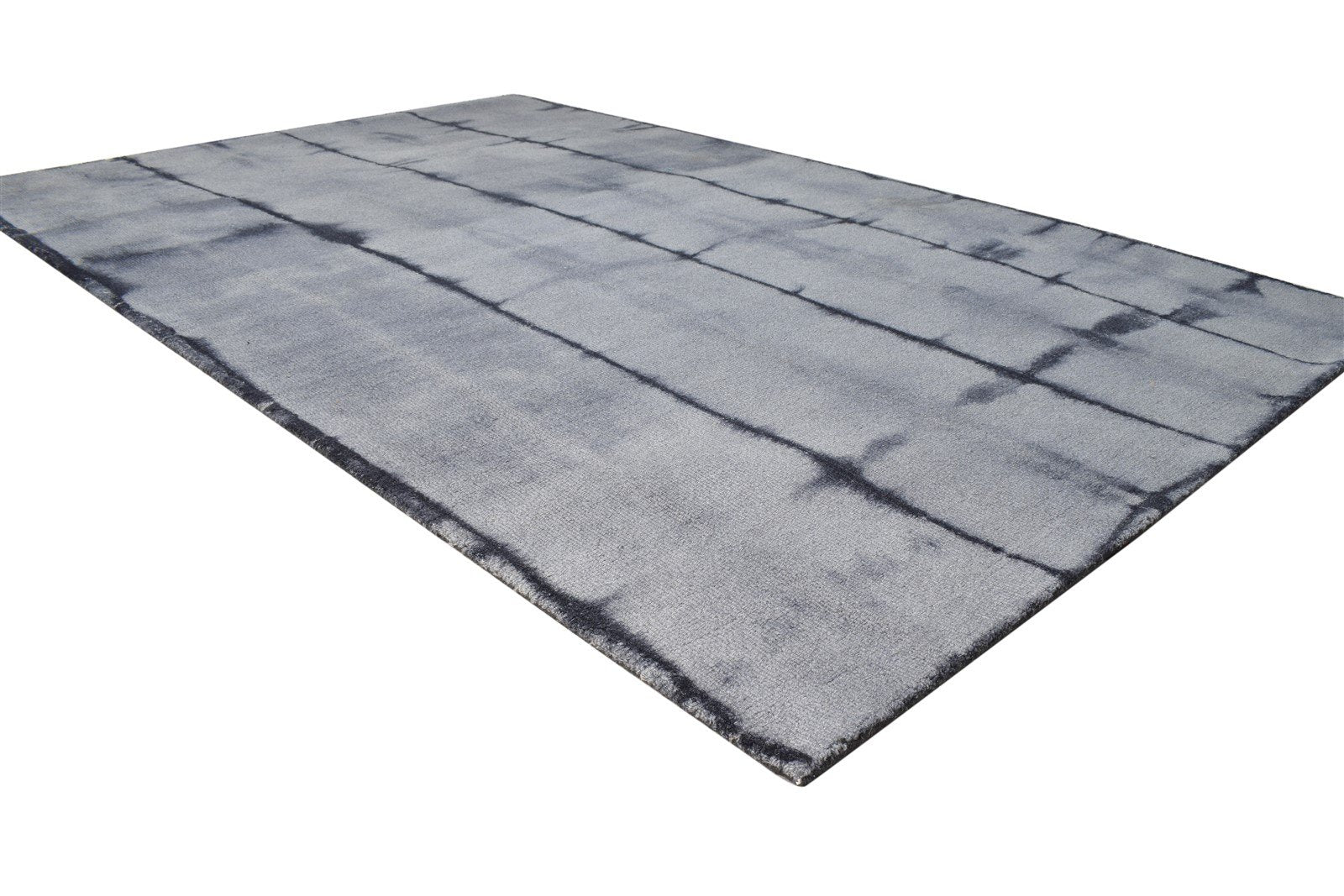 Grey Wool Rug 5' X 8' Modern Hand Tufted Shibori Tie Dye Room Size Carpet 