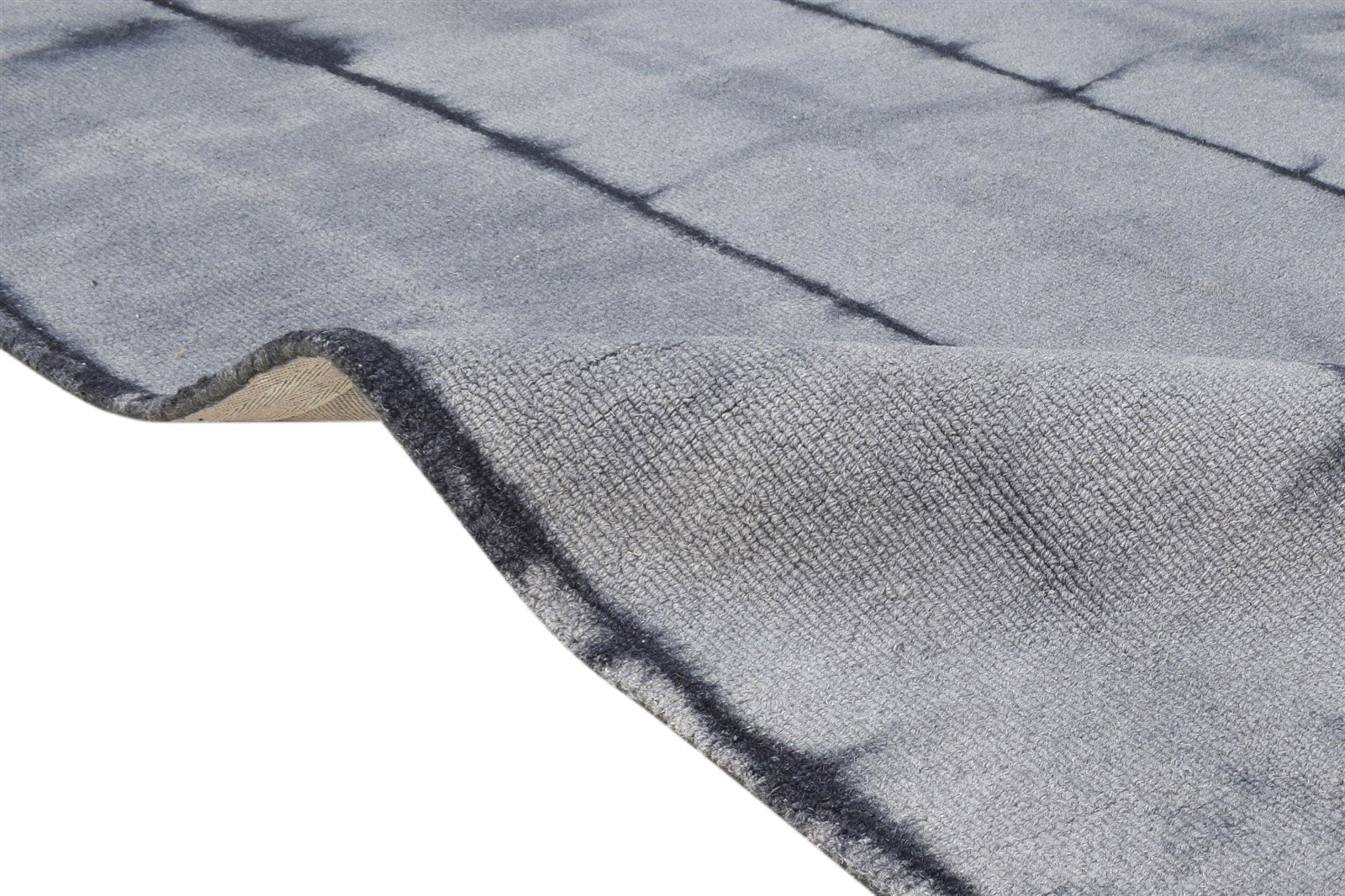 Grey Wool Rug 5' X 8' Modern Hand Tufted Shibori Tie Dye Room Size Carpet 