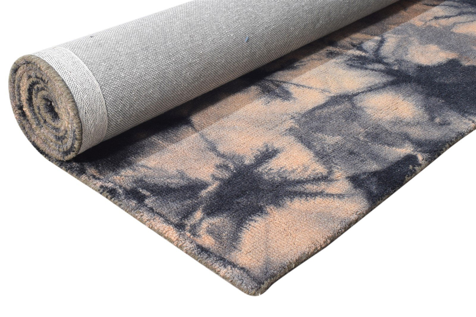 Wool Charcoal Rug 5' X 8' Modern Hand Tufted Shibori Tie Dye Room Size Carpet 