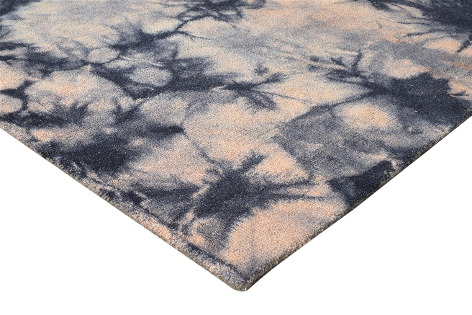 Wool Charcoal Rug 5' X 8' Modern Hand Tufted Shibori Tie Dye Room Size Carpet 