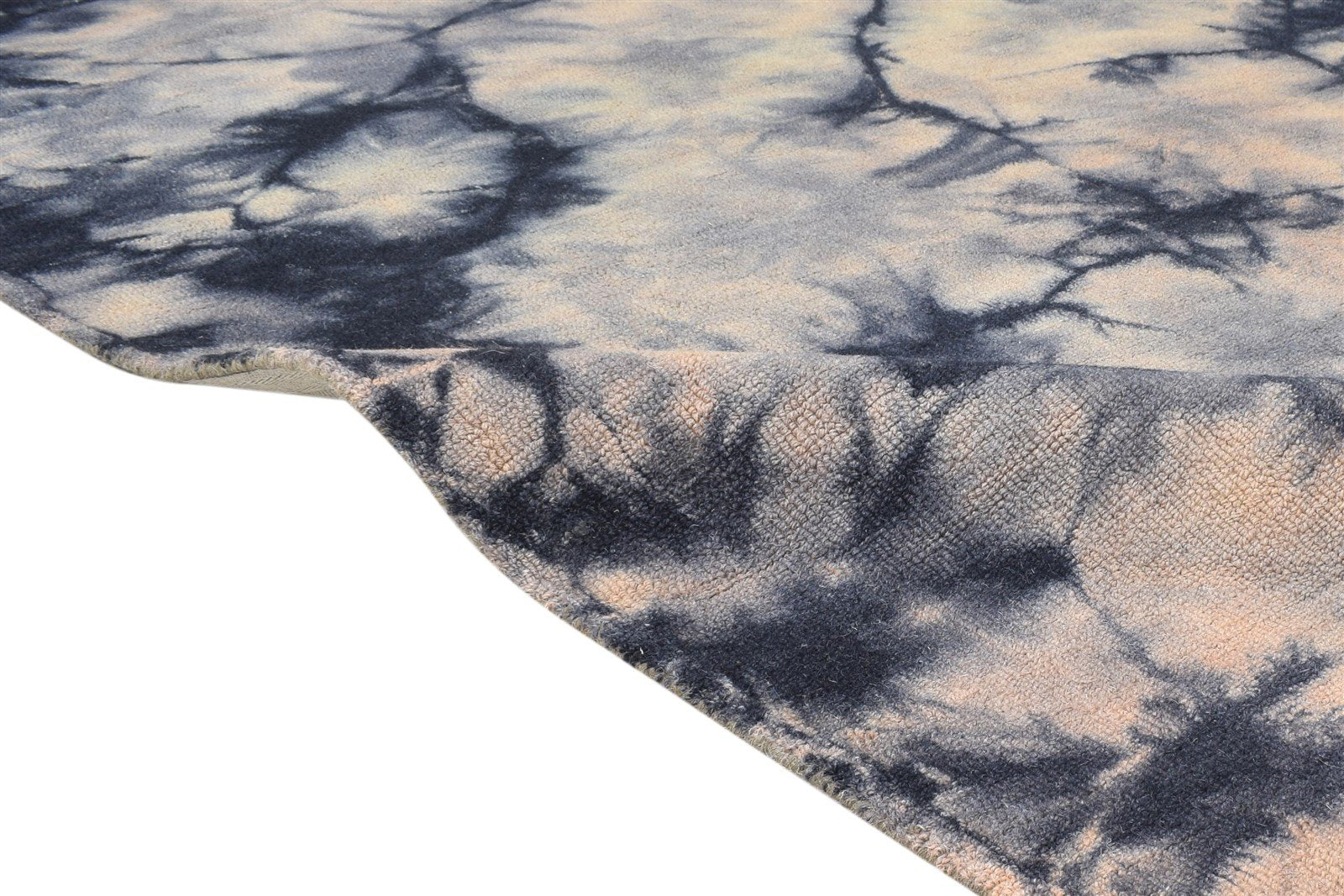 Wool Charcoal Rug 5' X 8' Modern Hand Tufted Shibori Tie Dye Room Size Carpet 