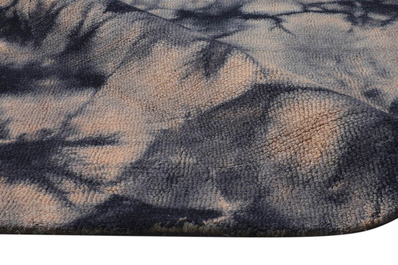 Wool Charcoal Rug 5' X 8' Modern Hand Tufted Shibori Tie Dye Room Size Carpet 