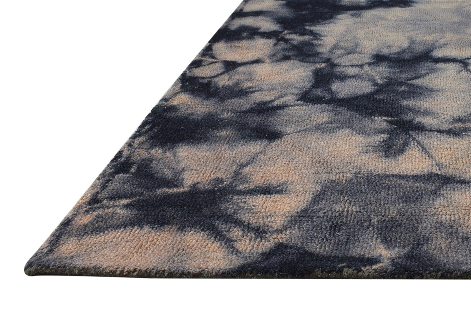 Wool Charcoal Rug 5' X 8' Modern Hand Tufted Shibori Tie Dye Room Size Carpet 