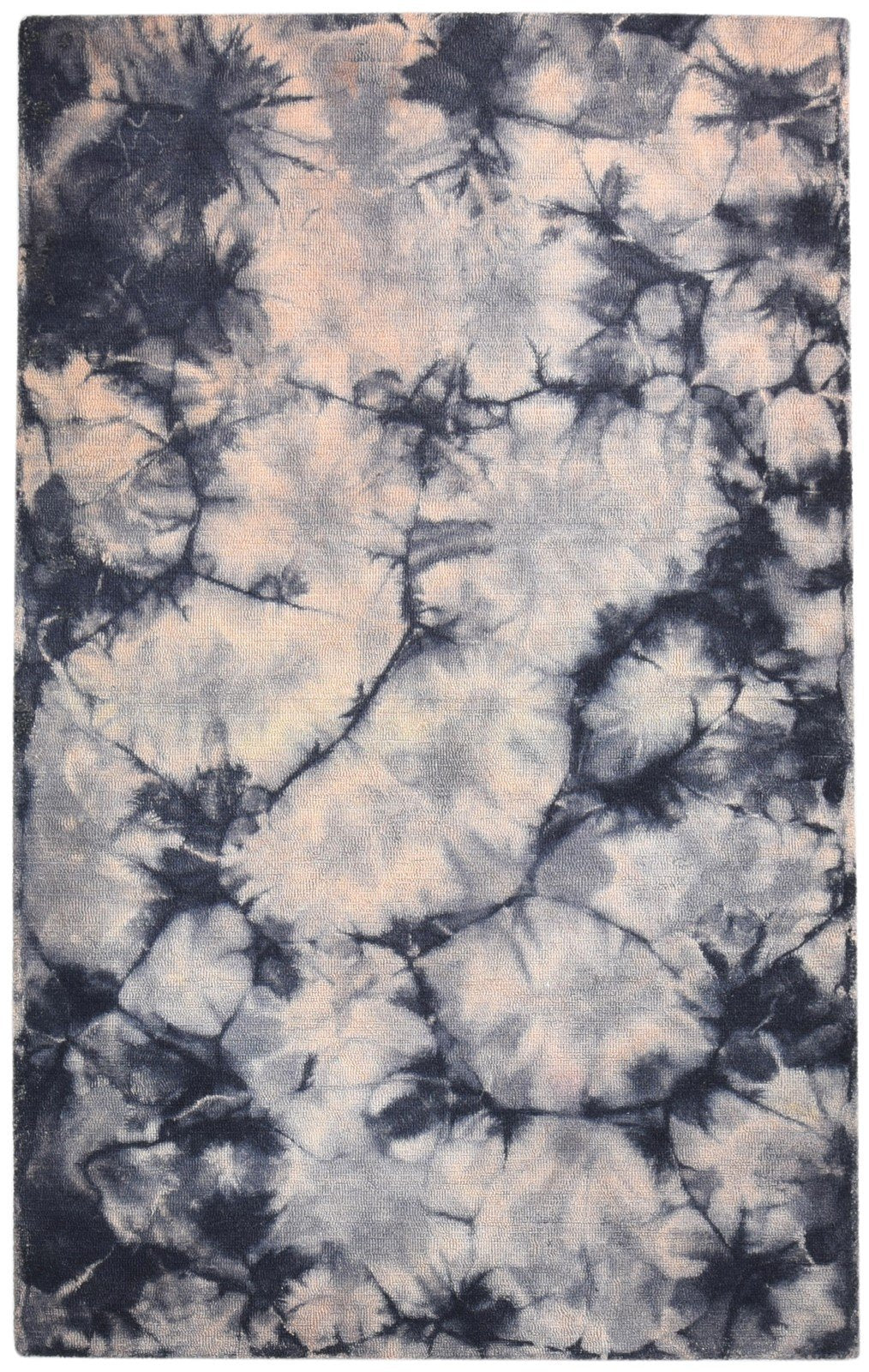 Wool Charcoal Rug 5' X 8' Modern Hand Tufted Shibori Tie Dye Room Size Carpet 