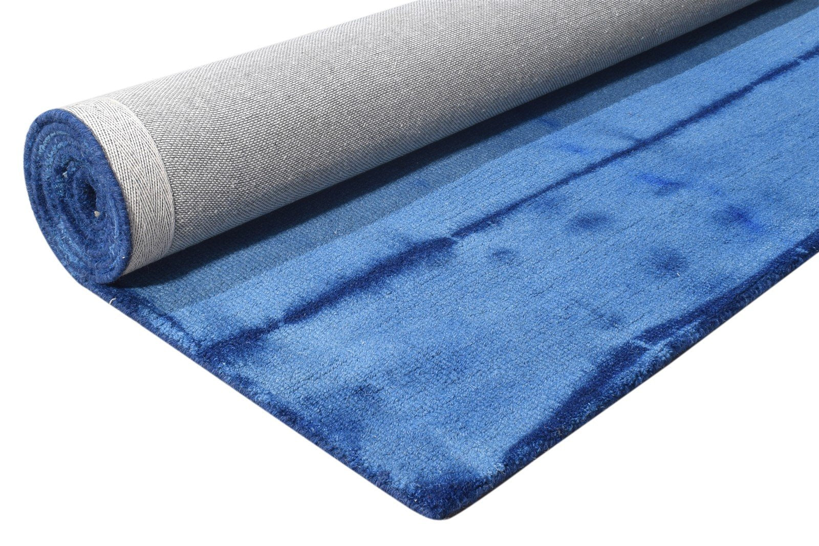 5' X 8' Rug Wool Blue Modern Hand Tufted Shibori Tie Dye Room Size Carpet 