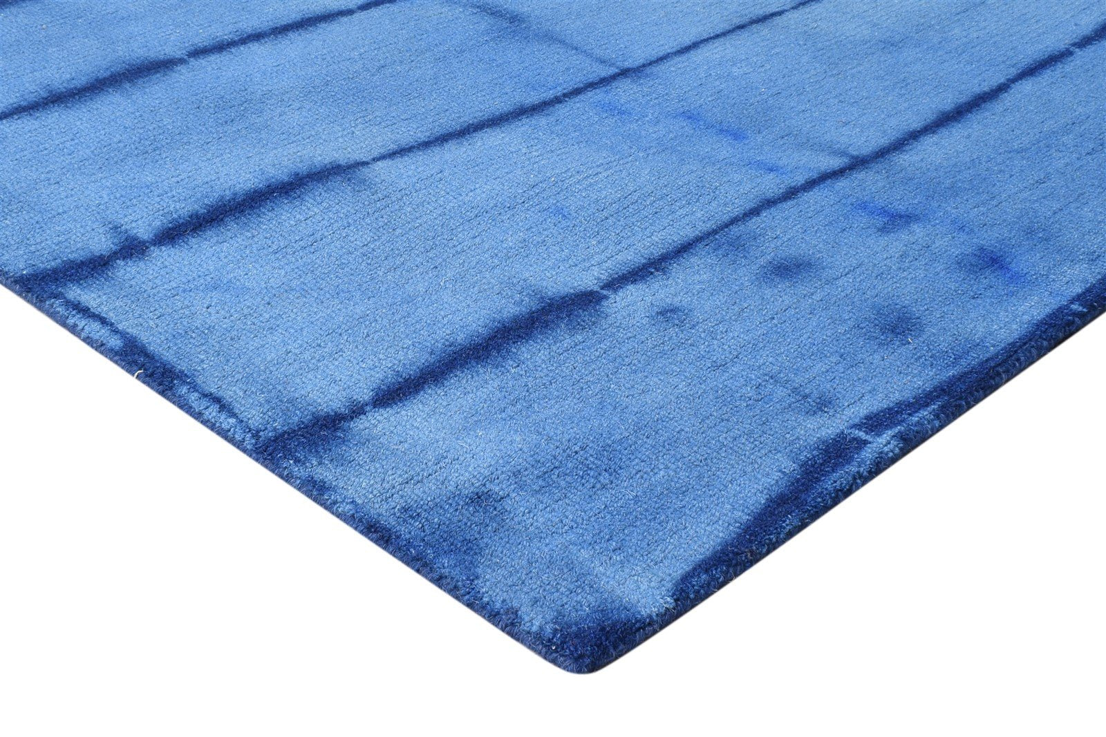 5' X 8' Rug Wool Blue Modern Hand Tufted Shibori Tie Dye Room Size Carpet 