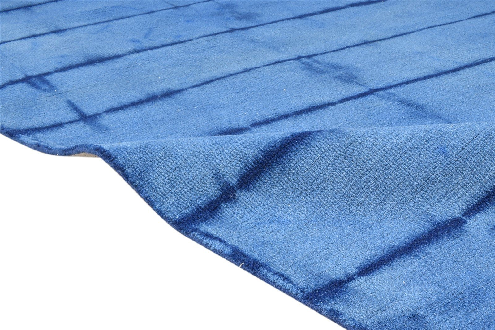 5' X 8' Rug Wool Blue Modern Hand Tufted Shibori Tie Dye Room Size Carpet 