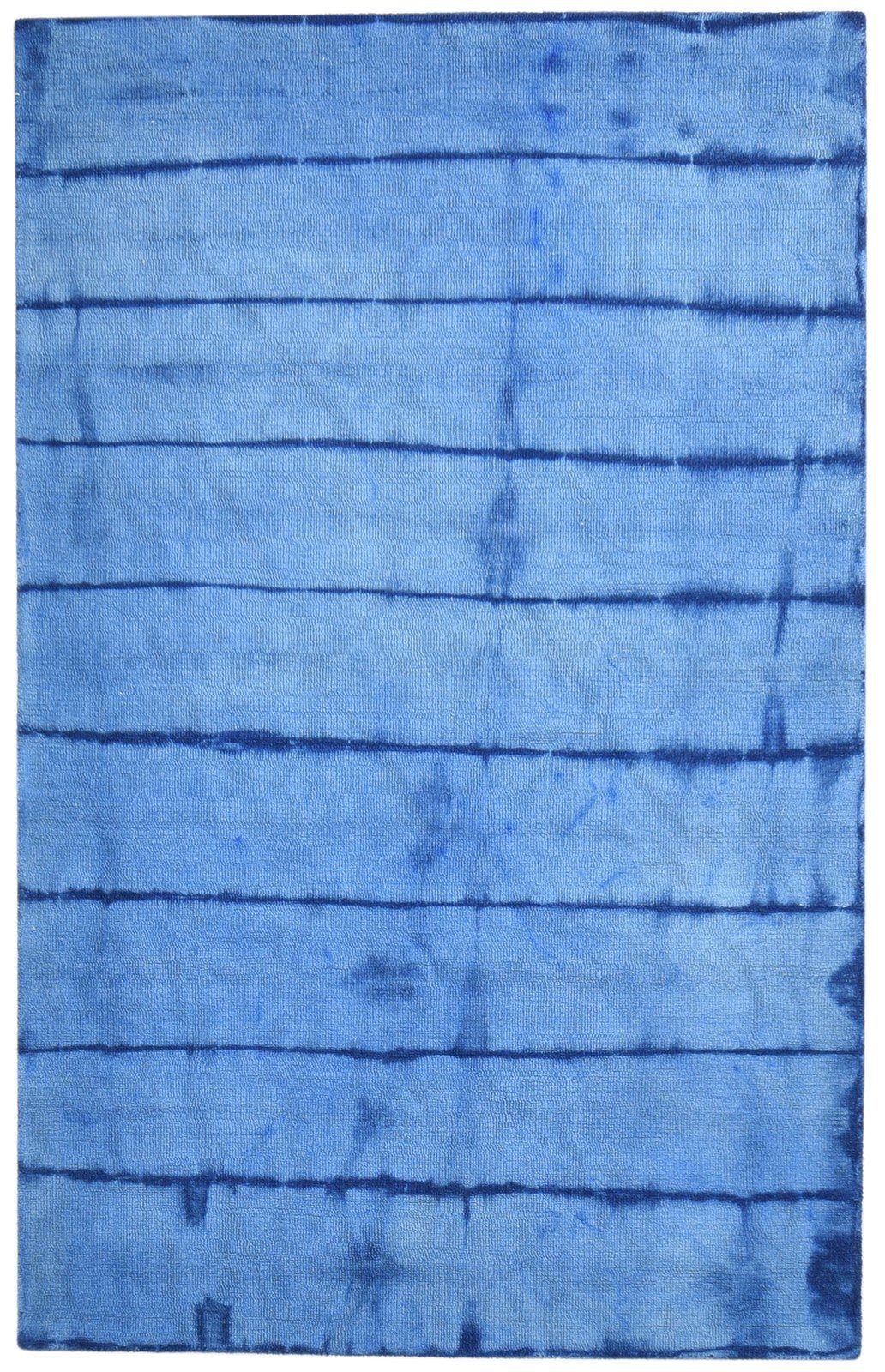 5' X 8' Rug Wool Blue Modern Hand Tufted Shibori Tie Dye Room Size Carpet 