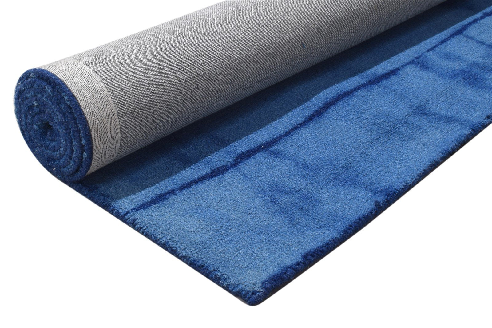 Blue Wool Rug 5' X 8' Modern Hand Tufted Shibori Tie Dye Room Size Carpet 