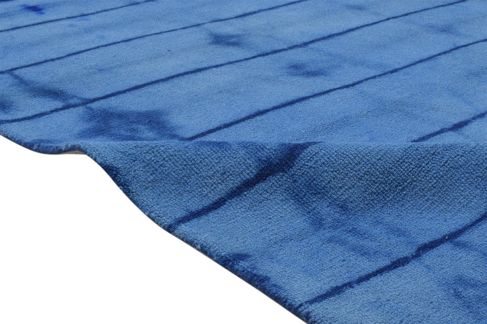 Blue Wool Rug 5' X 8' Modern Hand Tufted Shibori Tie Dye Room Size Carpet 