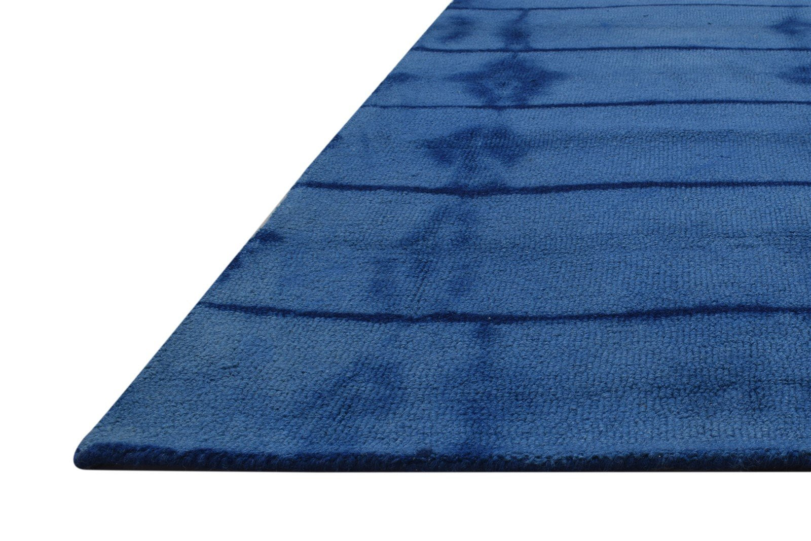 Blue Wool Rug 5' X 8' Modern Hand Tufted Shibori Tie Dye Room Size Carpet 