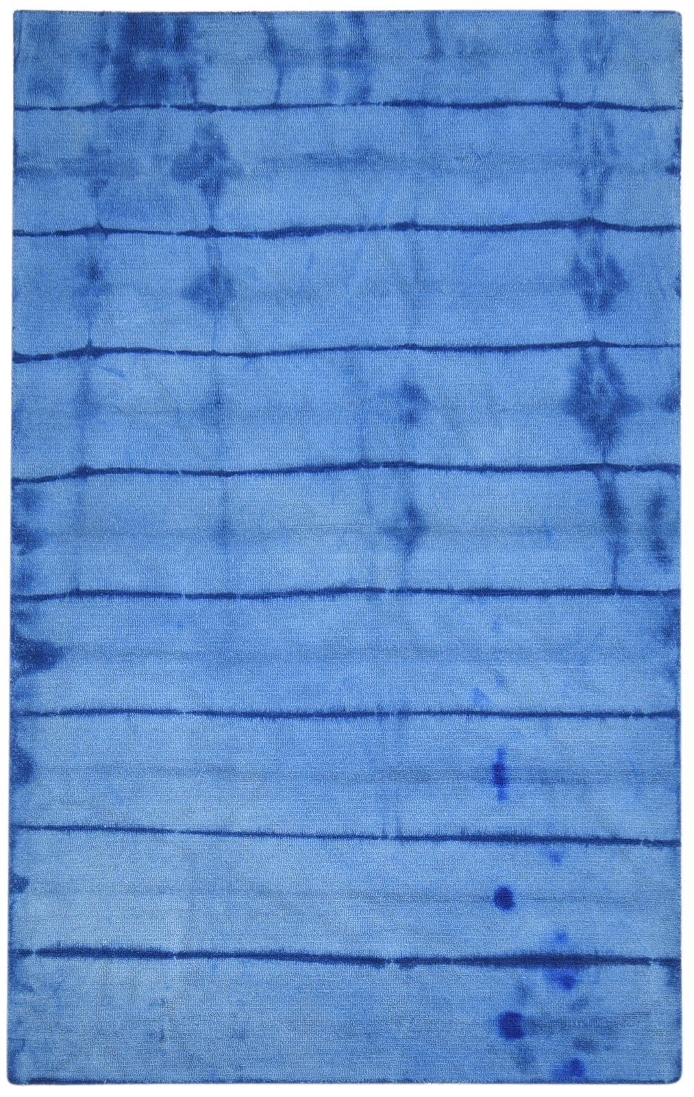 Blue Wool Rug 5' X 8' Modern Hand Tufted Shibori Tie Dye Room Size Carpet 