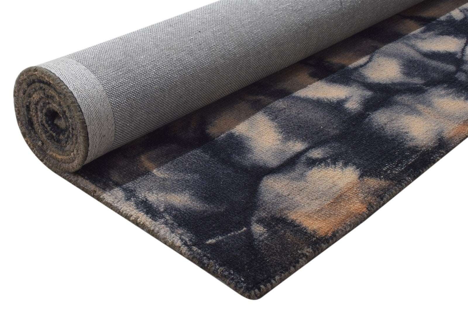 Wool Charcoal Rug 5' X 8' Modern Hand Tufted Shibori Tie Dye Room Size Carpet 