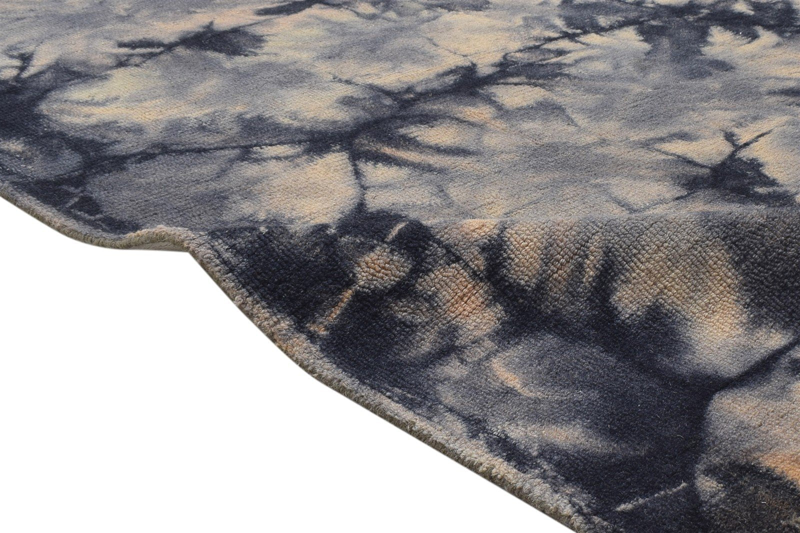 Wool Charcoal Rug 5' X 8' Modern Hand Tufted Shibori Tie Dye Room Size Carpet 