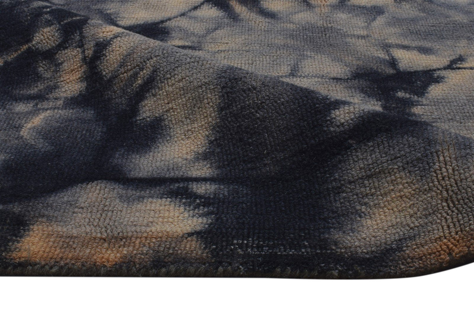 Wool Charcoal Rug 5' X 8' Modern Hand Tufted Shibori Tie Dye Room Size Carpet 