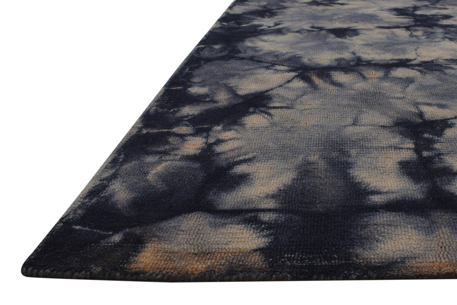 Wool Charcoal Rug 5' X 8' Modern Hand Tufted Shibori Tie Dye Room Size Carpet 