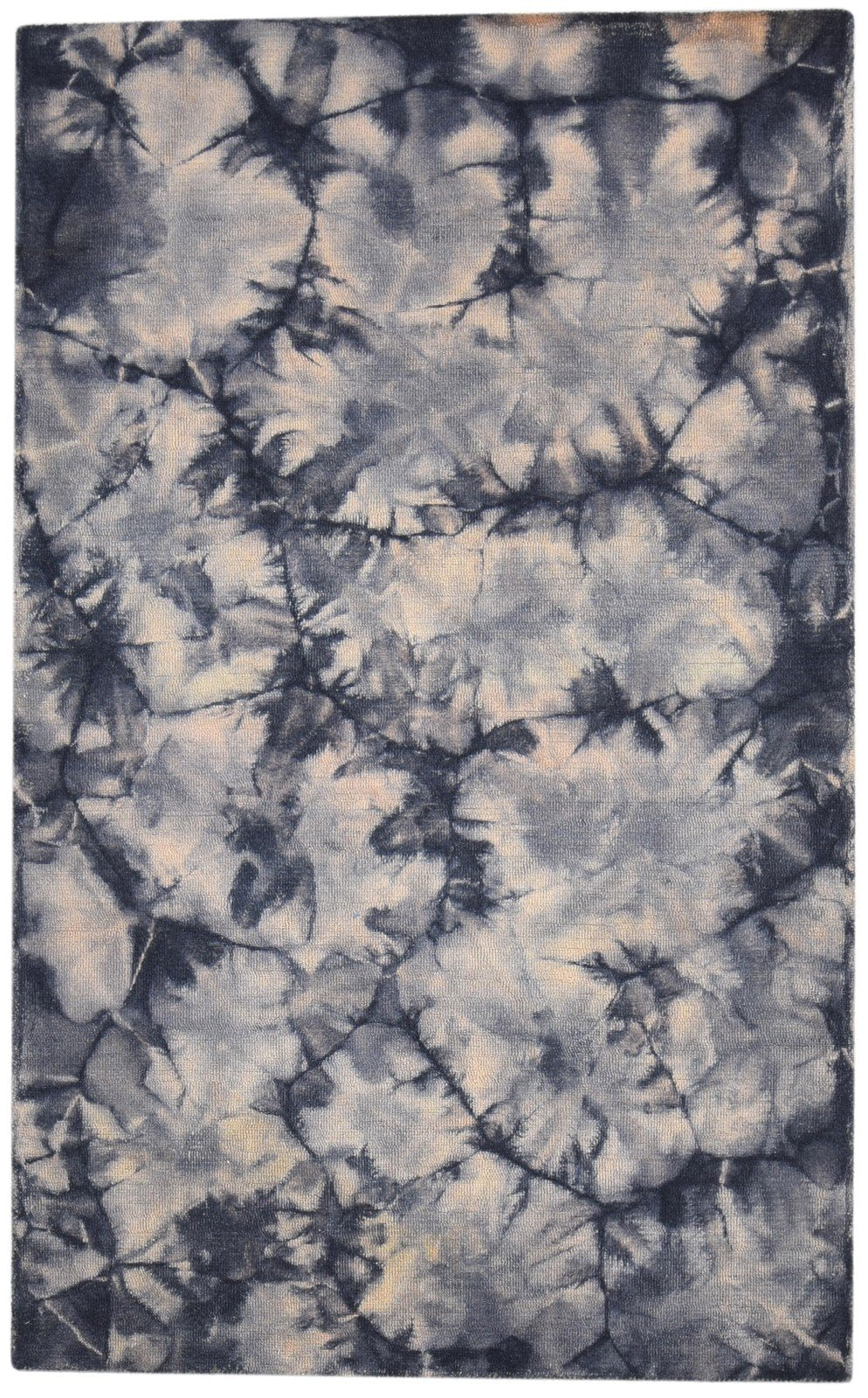 Wool Charcoal Rug 5' X 8' Modern Hand Tufted Shibori Tie Dye Room Size Carpet 