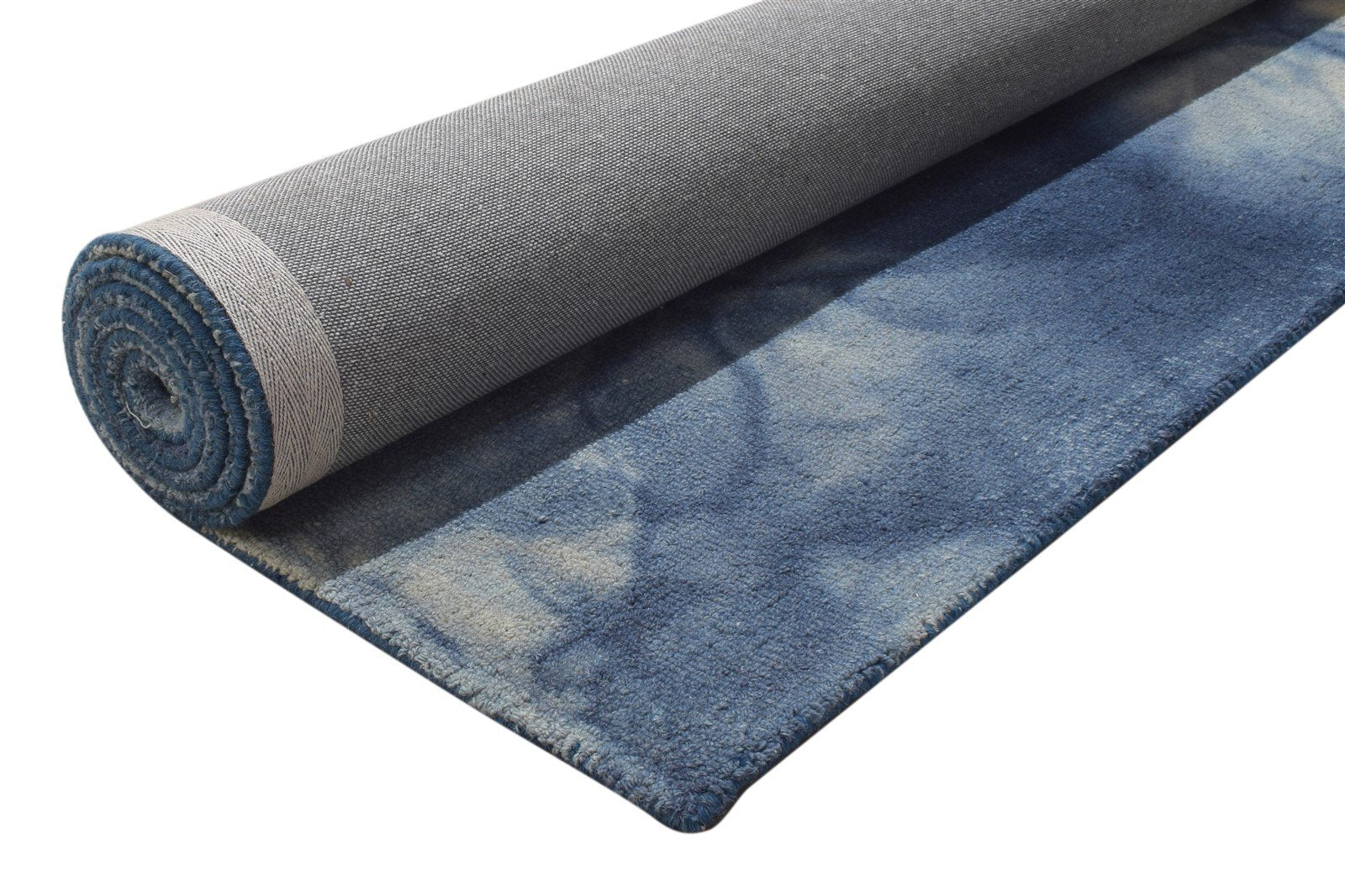 5' X 8' Rug Wool Blue Modern Hand Tufted Shibori Tie Dye Room Size Carpet 