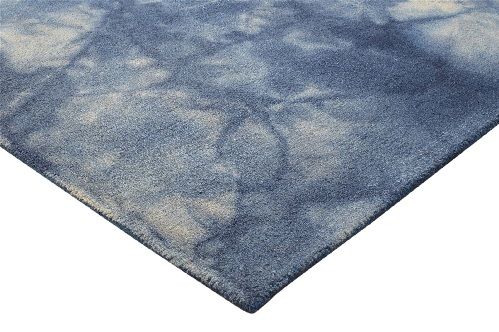 5' X 8' Rug Wool Blue Modern Hand Tufted Shibori Tie Dye Room Size Carpet 