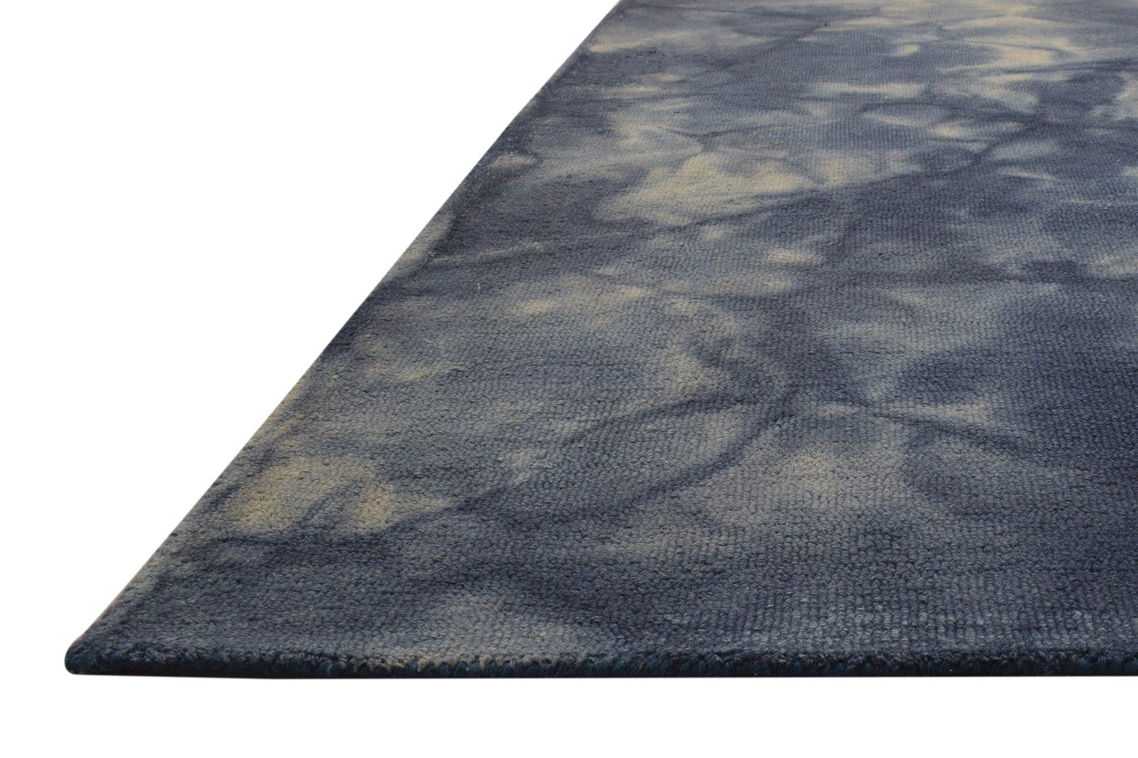 5' X 8' Rug Wool Blue Modern Hand Tufted Shibori Tie Dye Room Size Carpet 