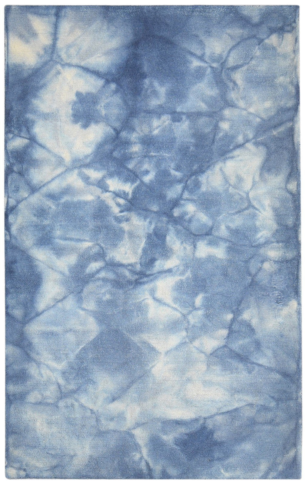 5' X 8' Rug Wool Blue Modern Hand Tufted Shibori Tie Dye Room Size Carpet 