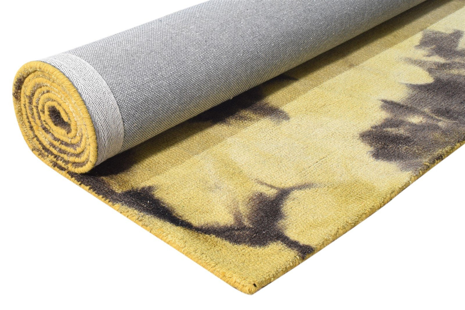 Hand Tufted Gold Wool Rug 5' X 8' Modern Shibori Tie Dye Room Size Carpet 