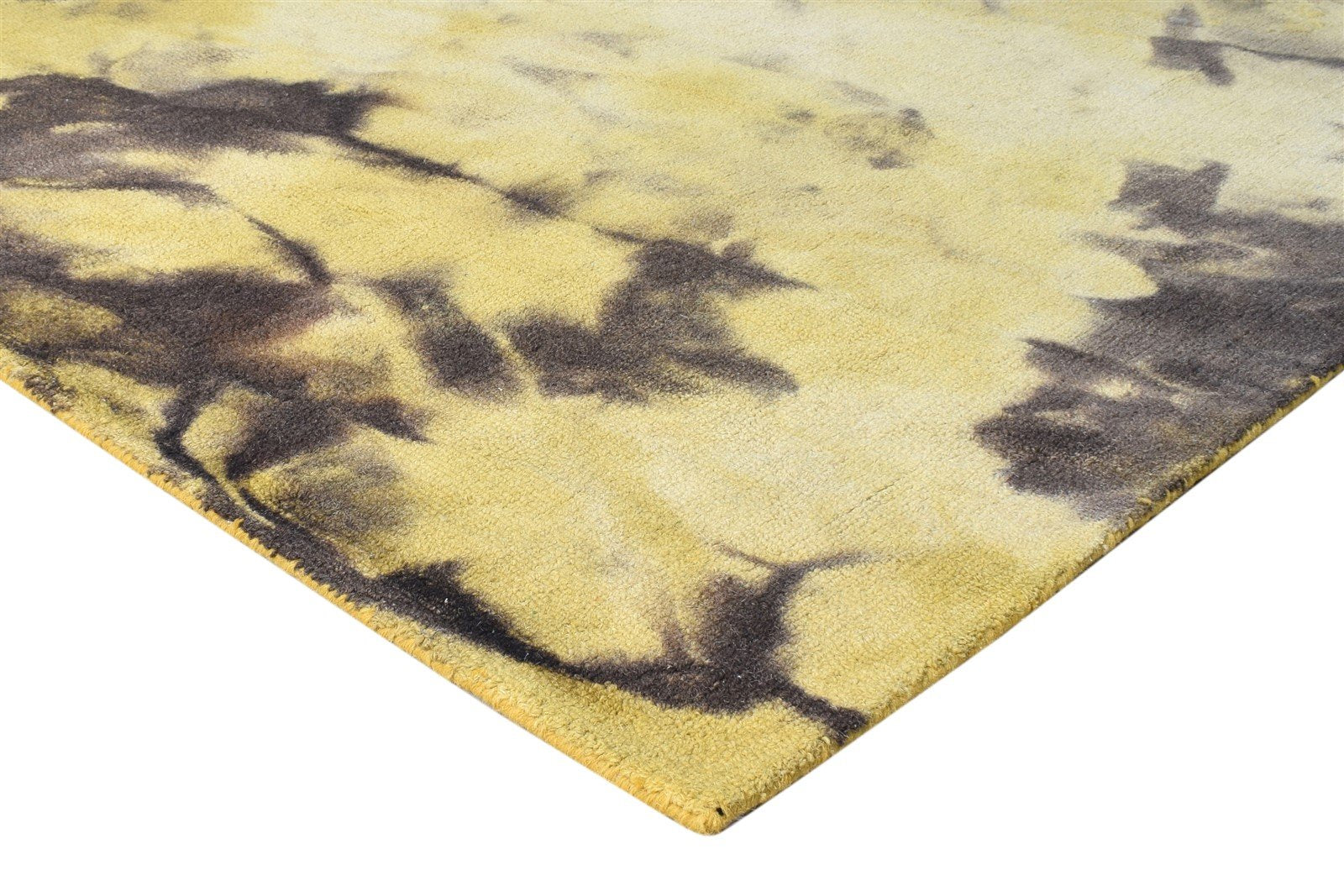 Hand Tufted Gold Wool Rug 5' X 8' Modern Shibori Tie Dye Room Size Carpet 