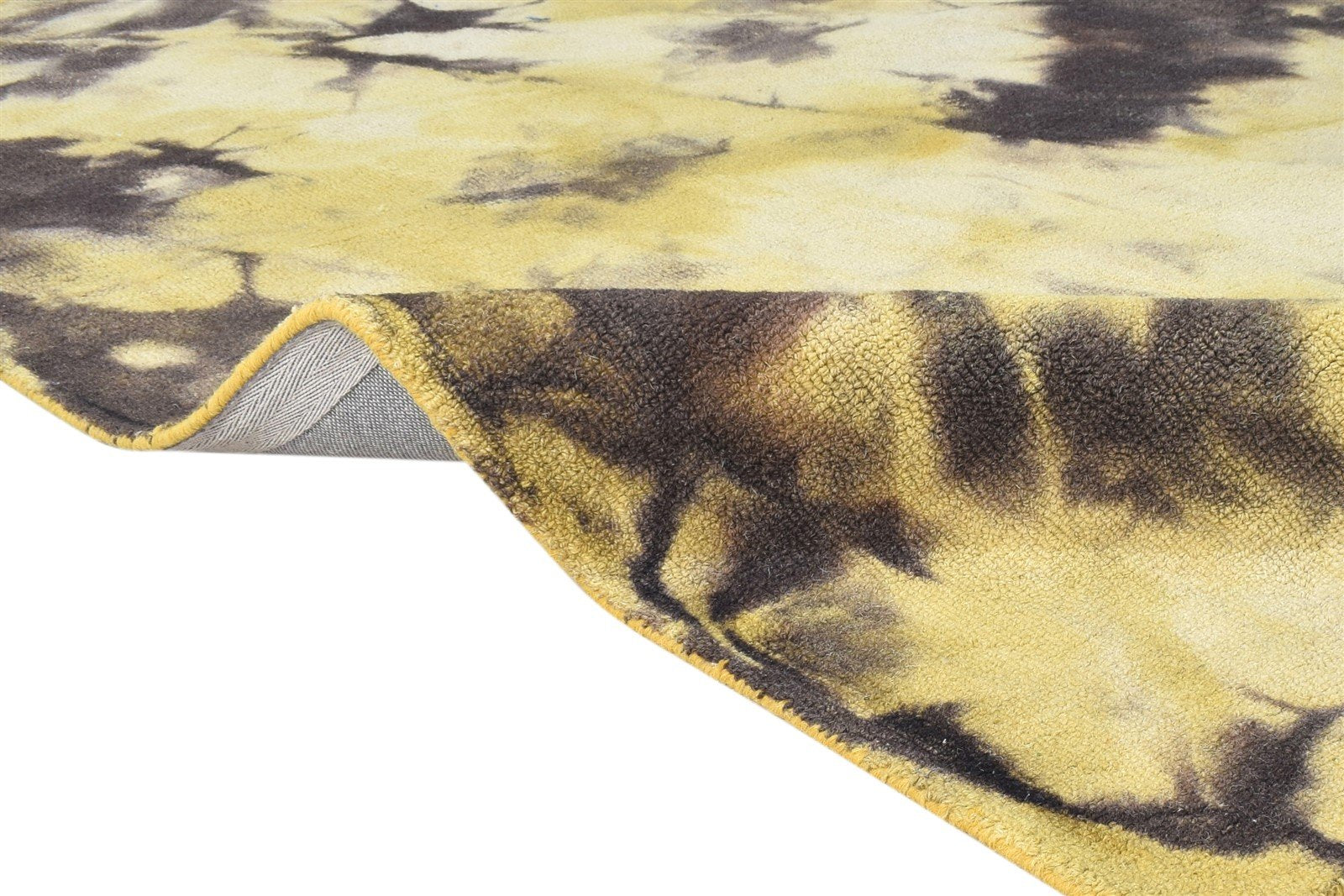 Hand Tufted Gold Wool Rug 5' X 8' Modern Shibori Tie Dye Room Size Carpet 