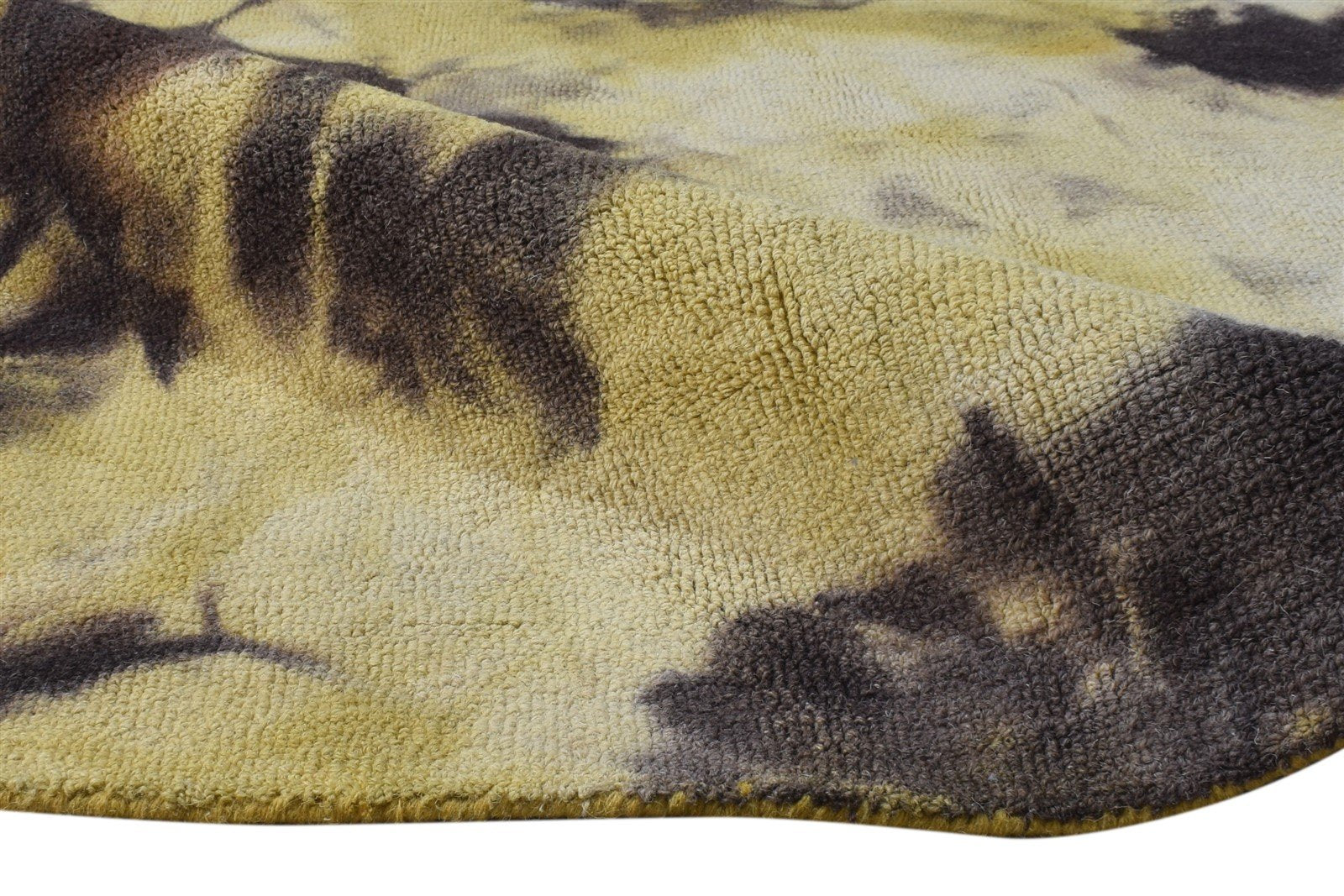 Hand Tufted Gold Wool Rug 5' X 8' Modern Shibori Tie Dye Room Size Carpet 