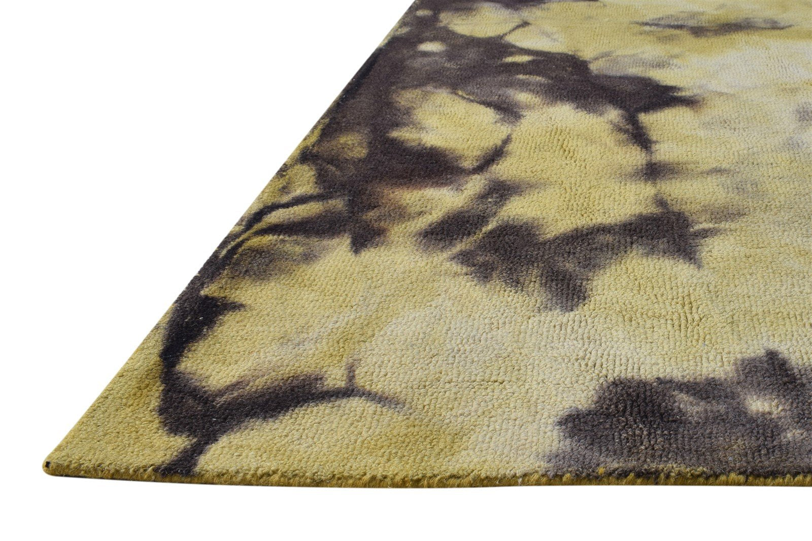 Hand Tufted Gold Wool Rug 5' X 8' Modern Shibori Tie Dye Room Size Carpet 