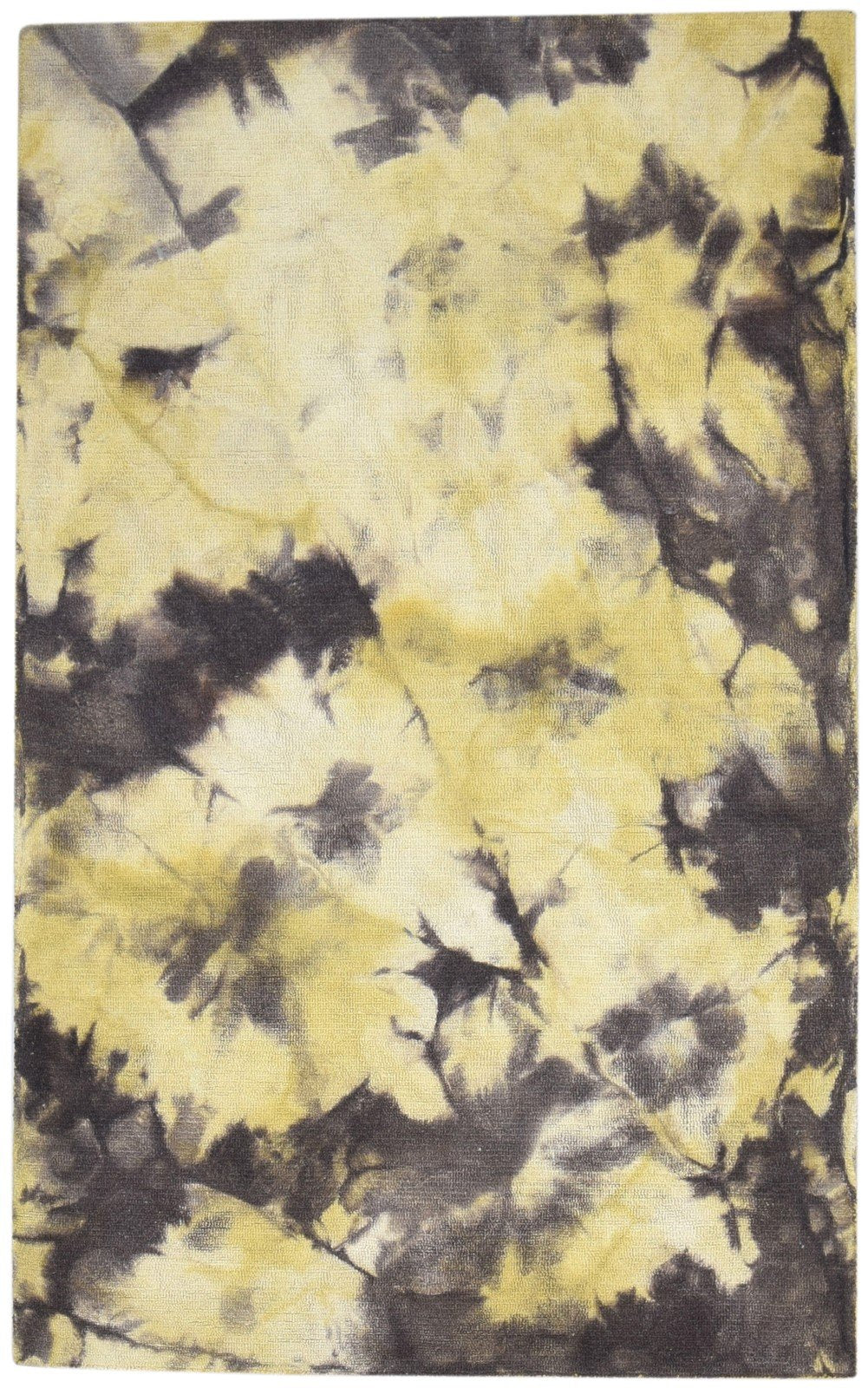 Hand Tufted Gold Wool Rug 5' X 8' Modern Shibori Tie Dye Room Size Carpet 