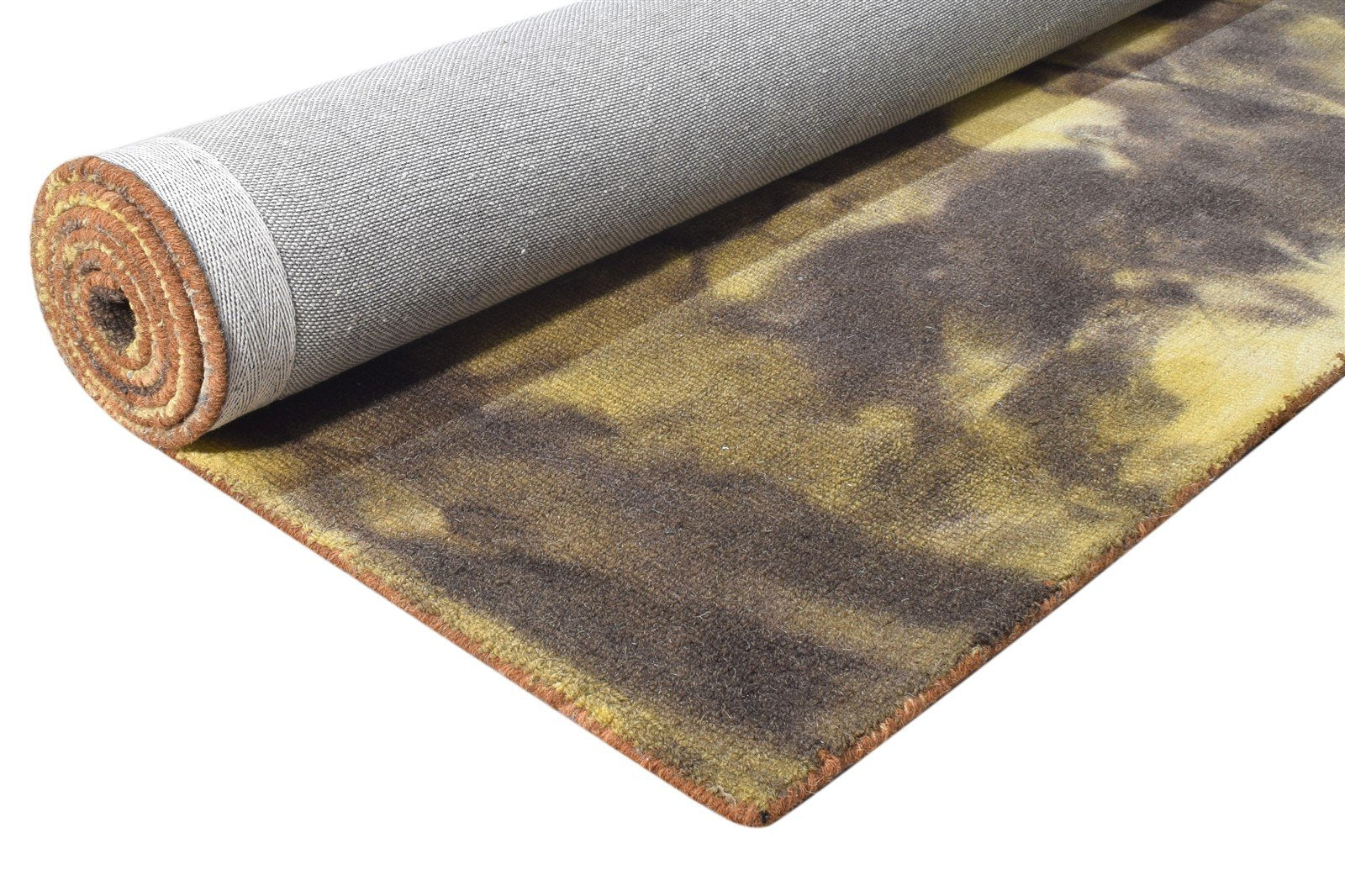 5' X 8' Rug Wool Brown Modern Hand Tufted Shibori Tie Dye Room Size Carpet 