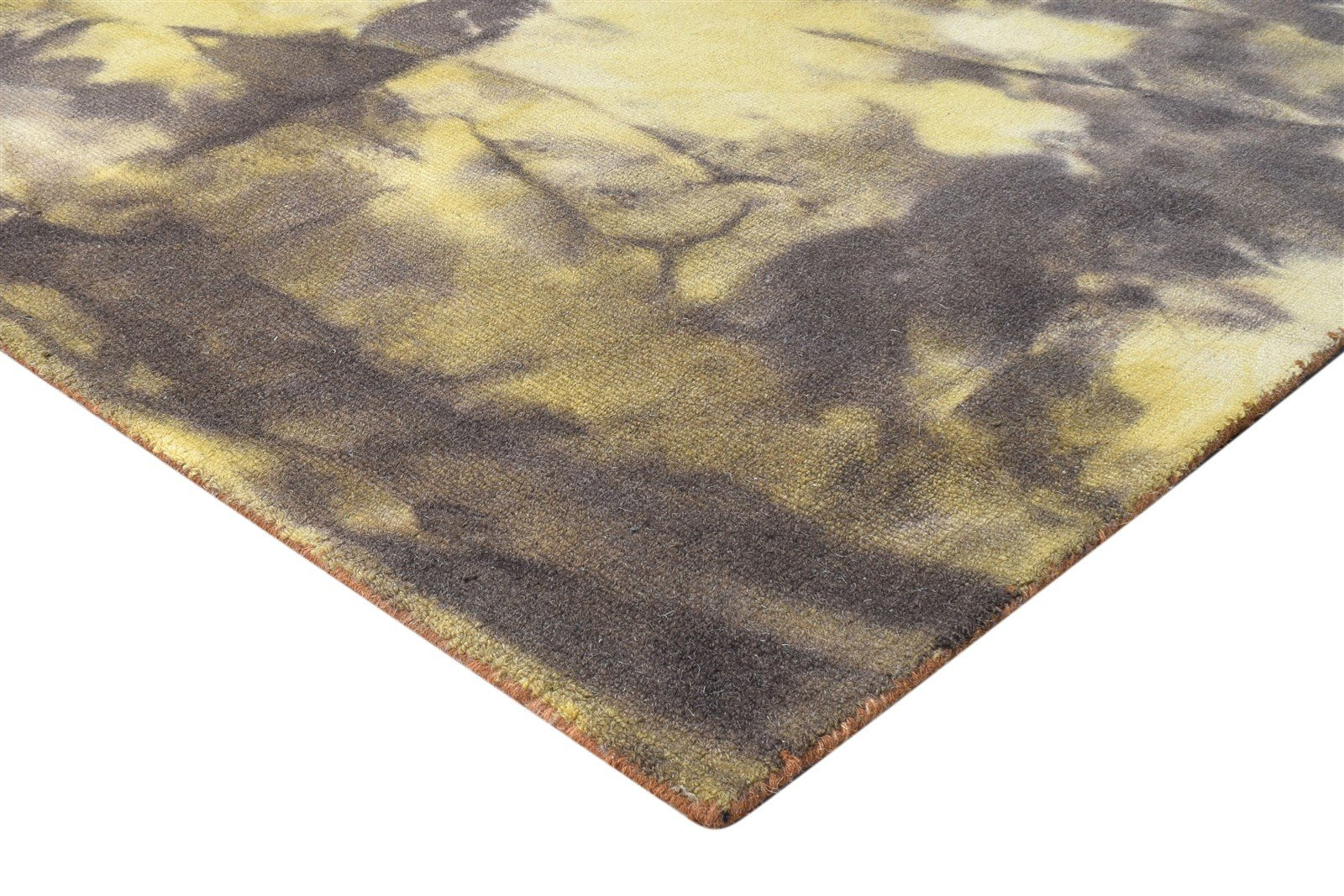 5' X 8' Rug Wool Brown Modern Hand Tufted Shibori Tie Dye Room Size Carpet 