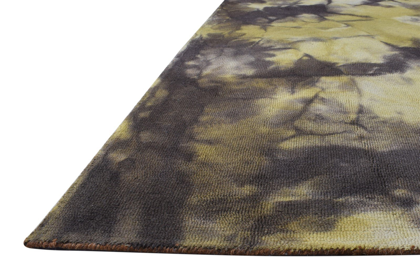 5' X 8' Rug Wool Brown Modern Hand Tufted Shibori Tie Dye Room Size Carpet 