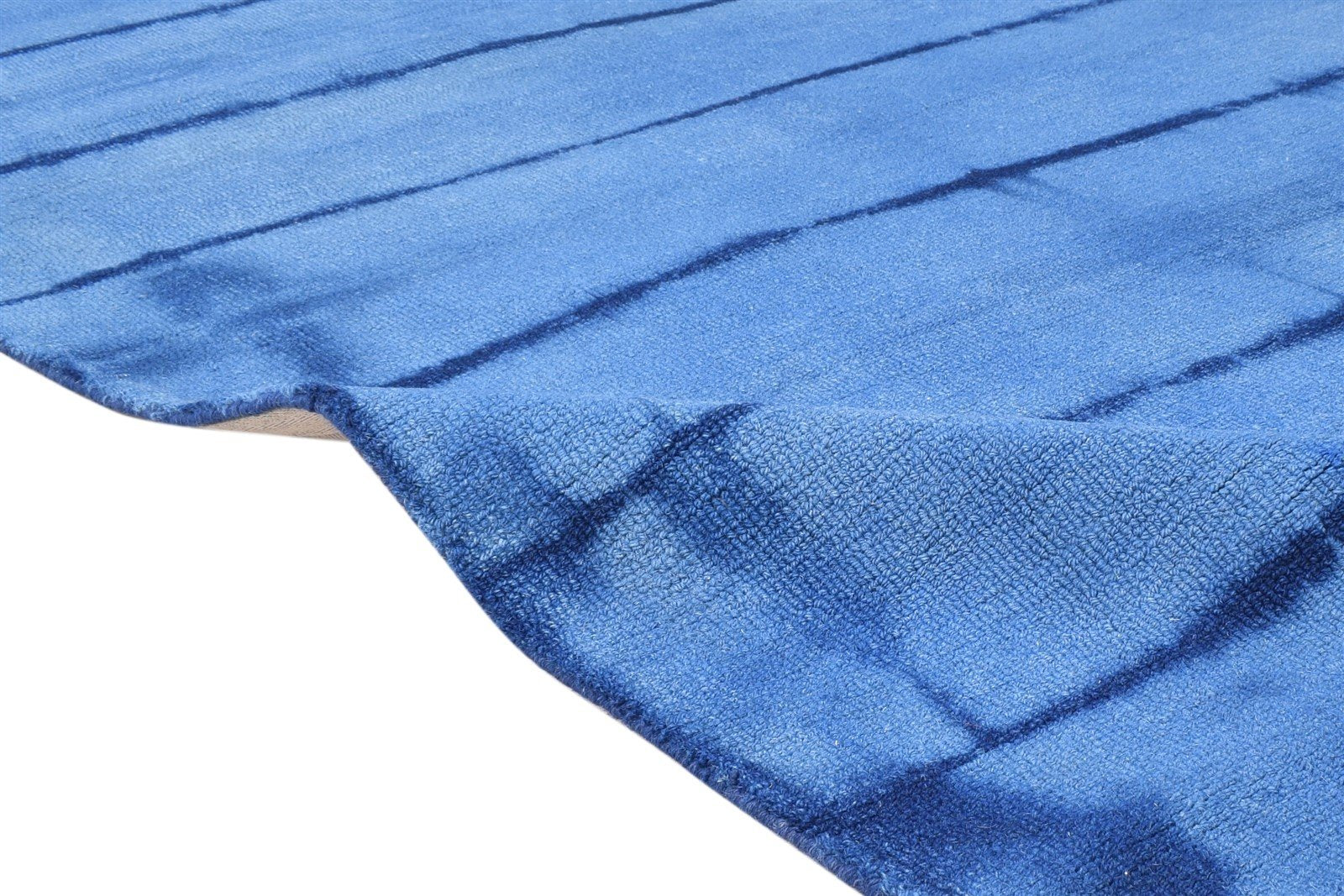 Blue Wool Rug 5' X 8' Modern Hand Tufted Shibori Tie Dye Room Size Carpet 