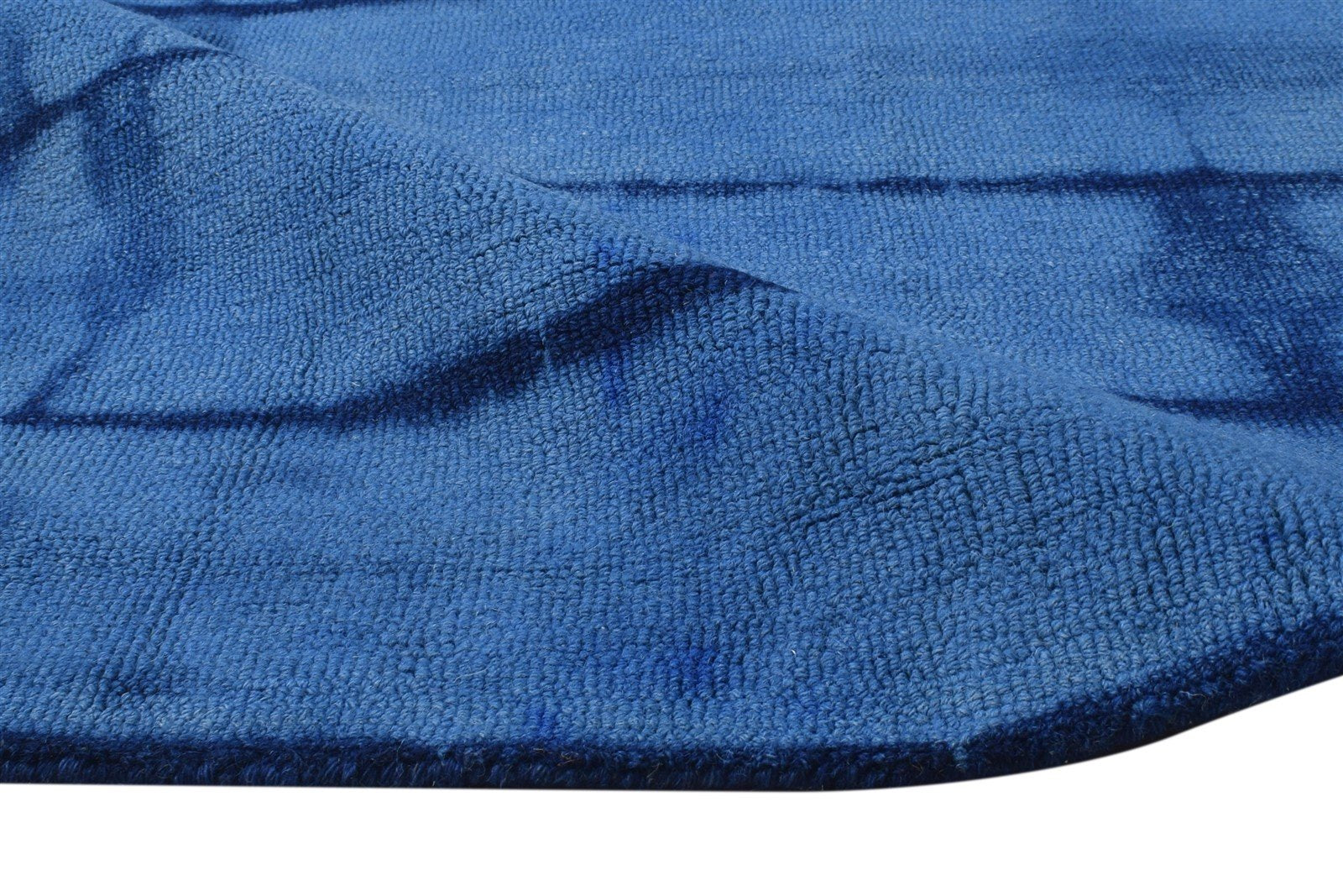 Blue Wool Rug 5' X 8' Modern Hand Tufted Shibori Tie Dye Room Size Carpet 