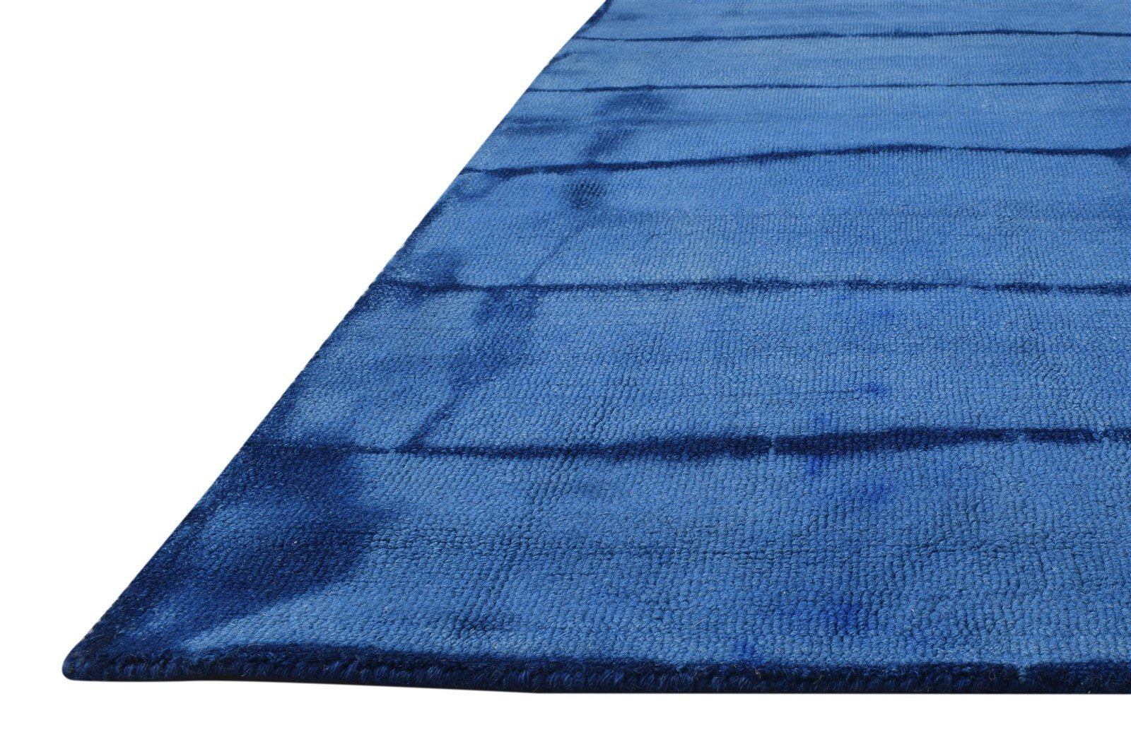 Blue Wool Rug 5' X 8' Modern Hand Tufted Shibori Tie Dye Room Size Carpet 