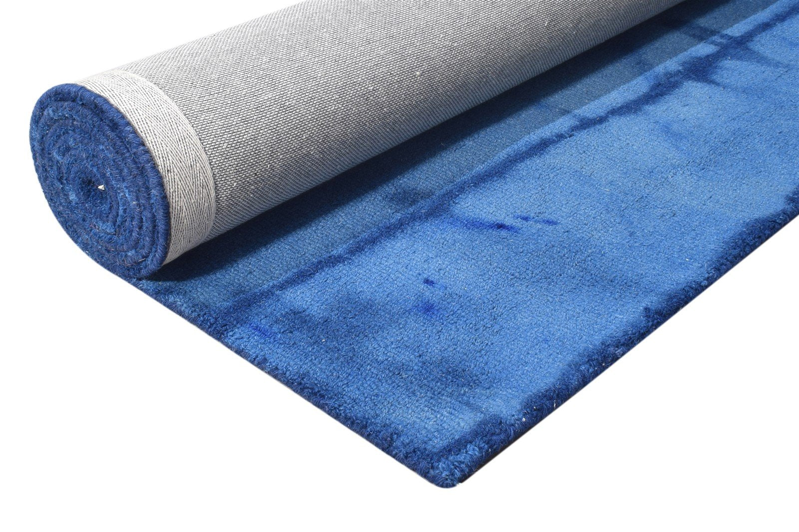 5' X 8' Rug Wool Blue Modern Hand Tufted Shibori Tie Dye Room Size Carpet 