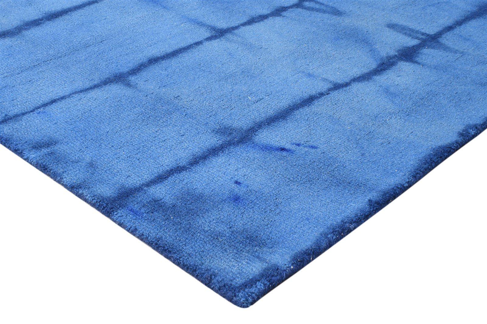 5' X 8' Rug Wool Blue Modern Hand Tufted Shibori Tie Dye Room Size Carpet 