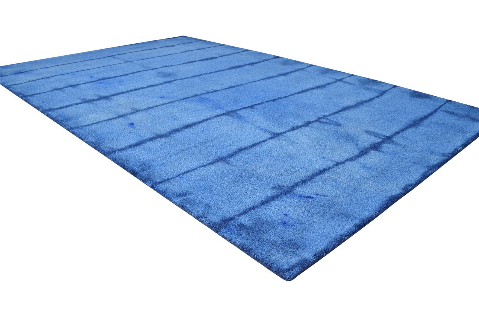 5' X 8' Rug Wool Blue Modern Hand Tufted Shibori Tie Dye Room Size Carpet 