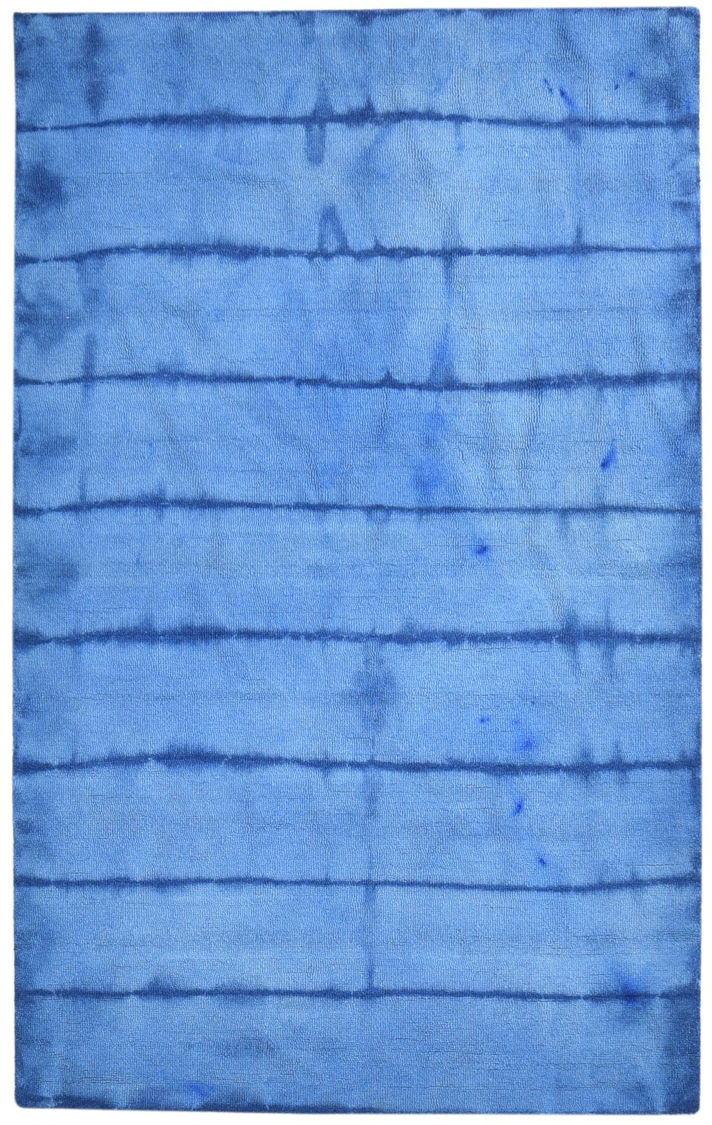 5' X 8' Rug Wool Blue Modern Hand Tufted Shibori Tie Dye Room Size Carpet 