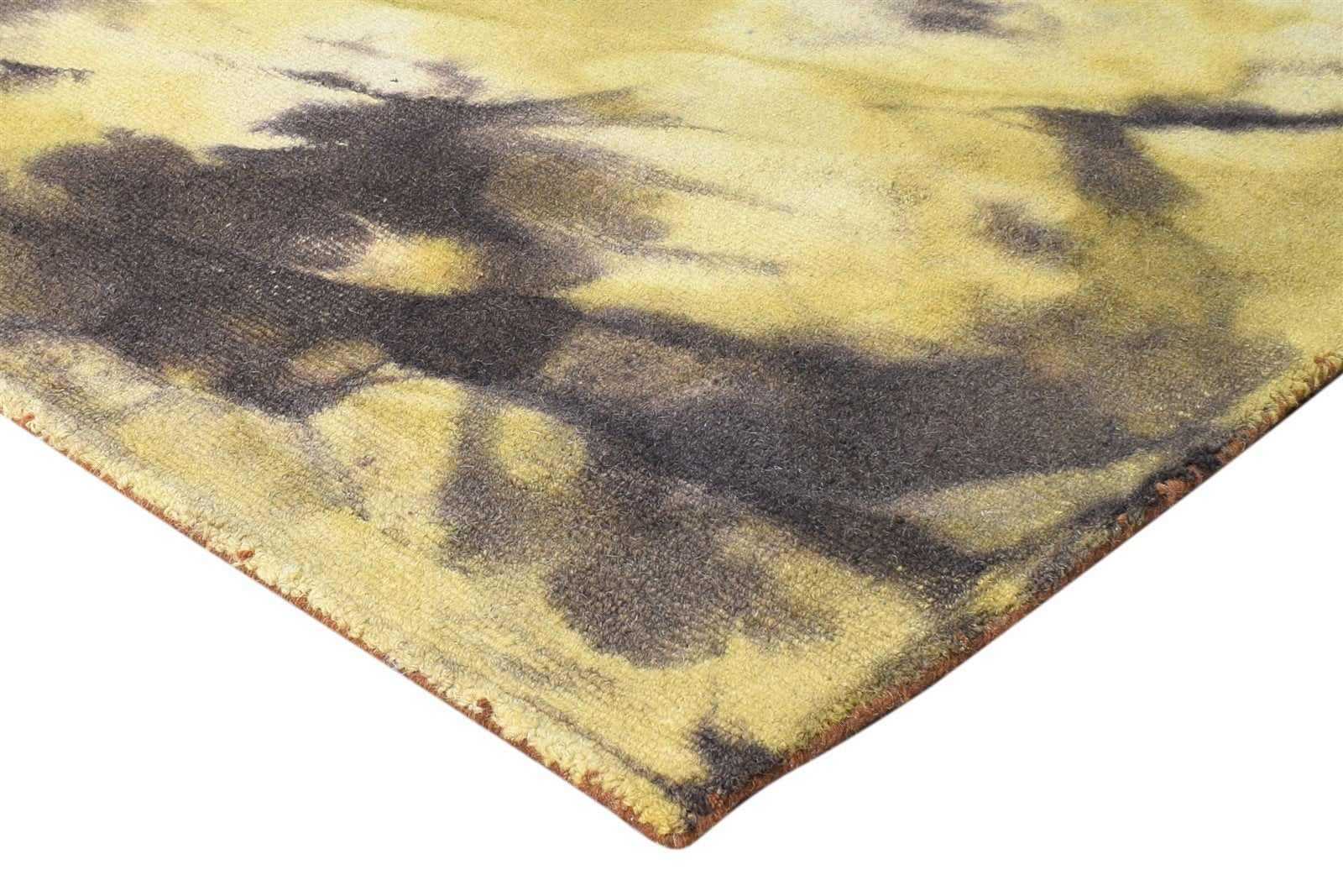 Hand Tufted Gold Wool Rug 5' X 8' Modern Shibori Tie Dye Room Size Carpet 