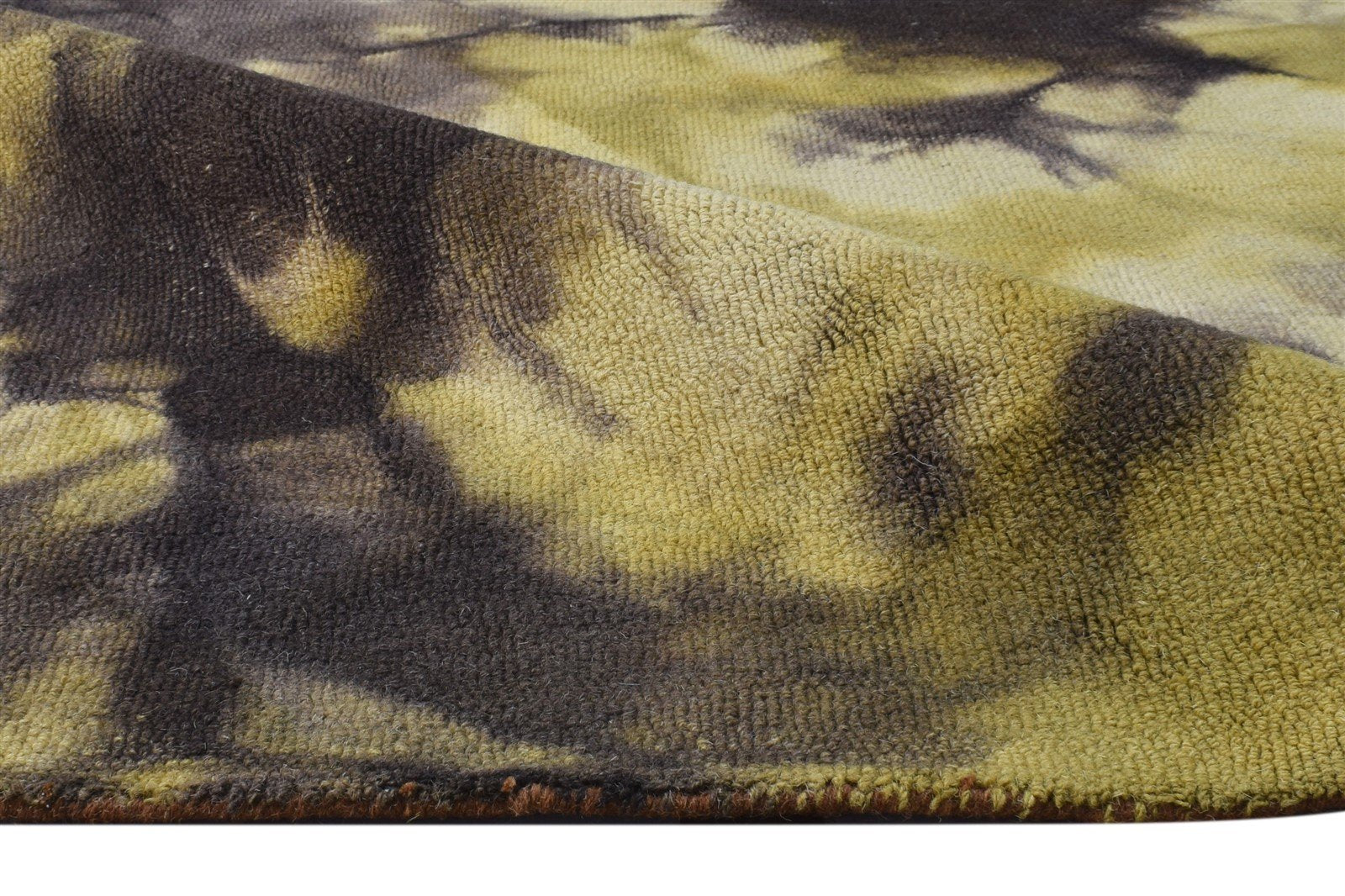 Hand Tufted Gold Wool Rug 5' X 8' Modern Shibori Tie Dye Room Size Carpet 